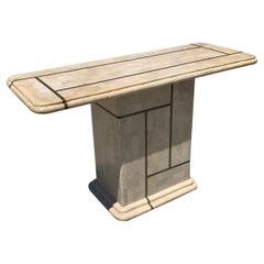 Tessellated Stone & Brass Console Table