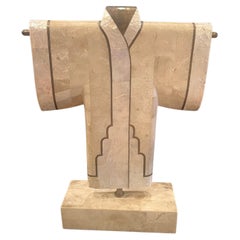 Tessellated Stone & Brass Decorative Kimono Sculpture by Maitland Smith