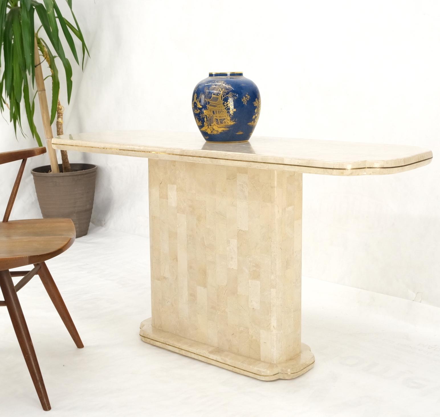 Tessellated stone brass inlay clove pattern ends sofa console table mint.