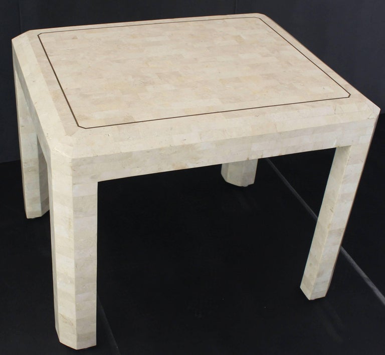 Tessellated Stone Brass Inlay Side Table at 1stDibs