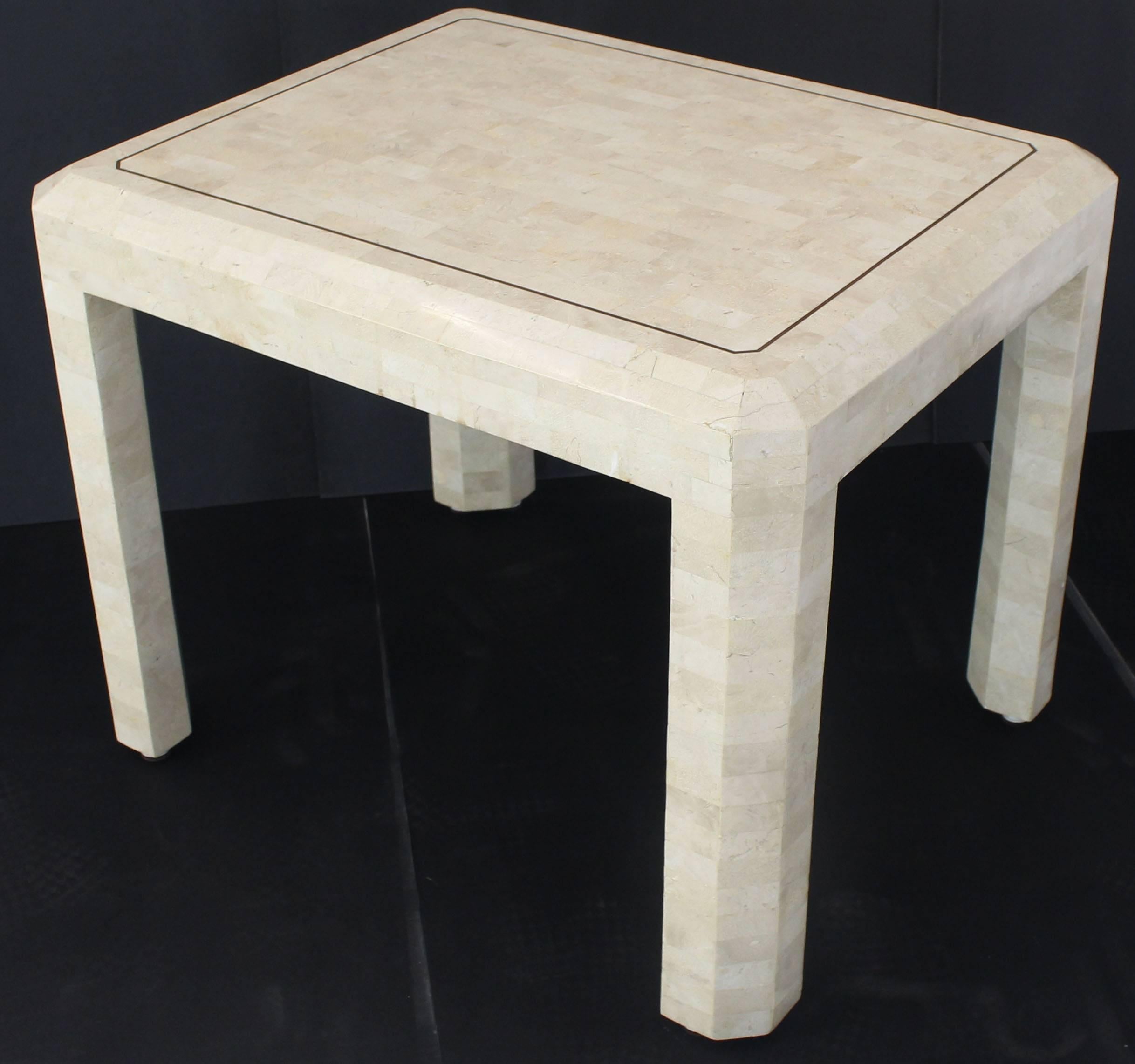 20th Century Tessellated Stone Brass Inlay Side Table