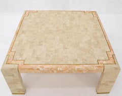 Tessellated Stone Brass Inlay Square Coffee Table