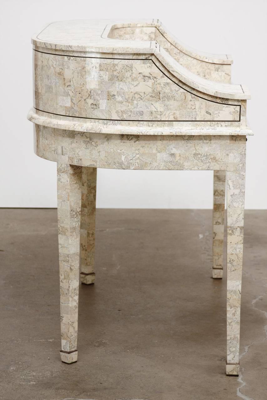 Brass Tessellated Stone Carlton House Desk by Maitland-Smith