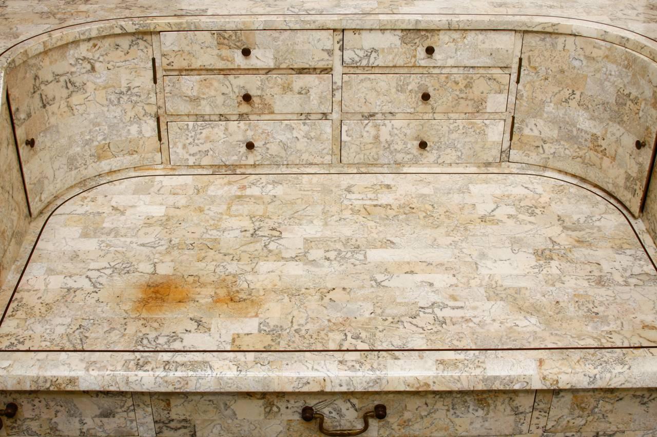 Hand-Crafted Tessellated Stone Carlton House Desk by Maitland-Smith