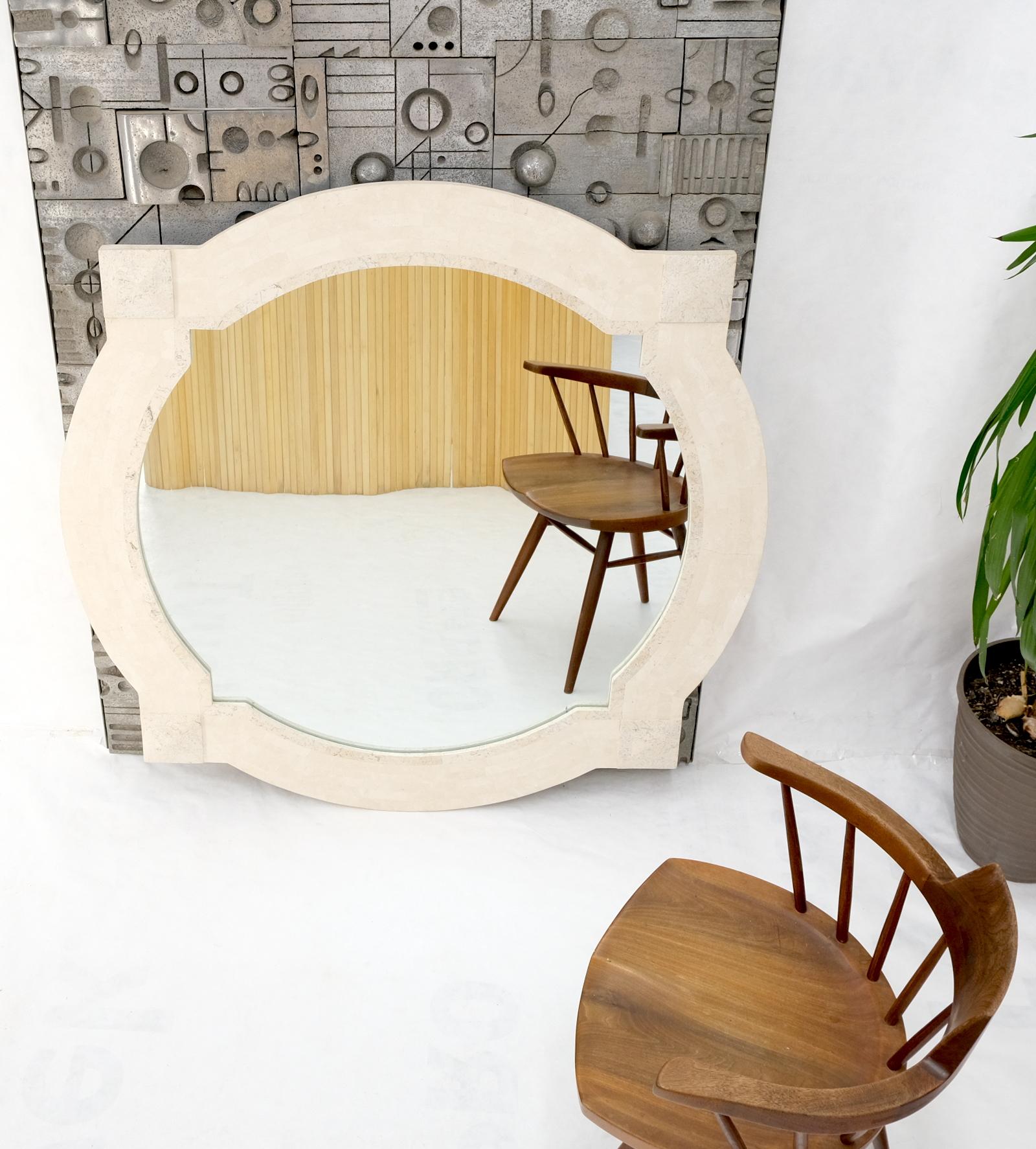 20th Century Tessellated Stone Circle Over Square Frame Shape Large Wall Mirror For Sale