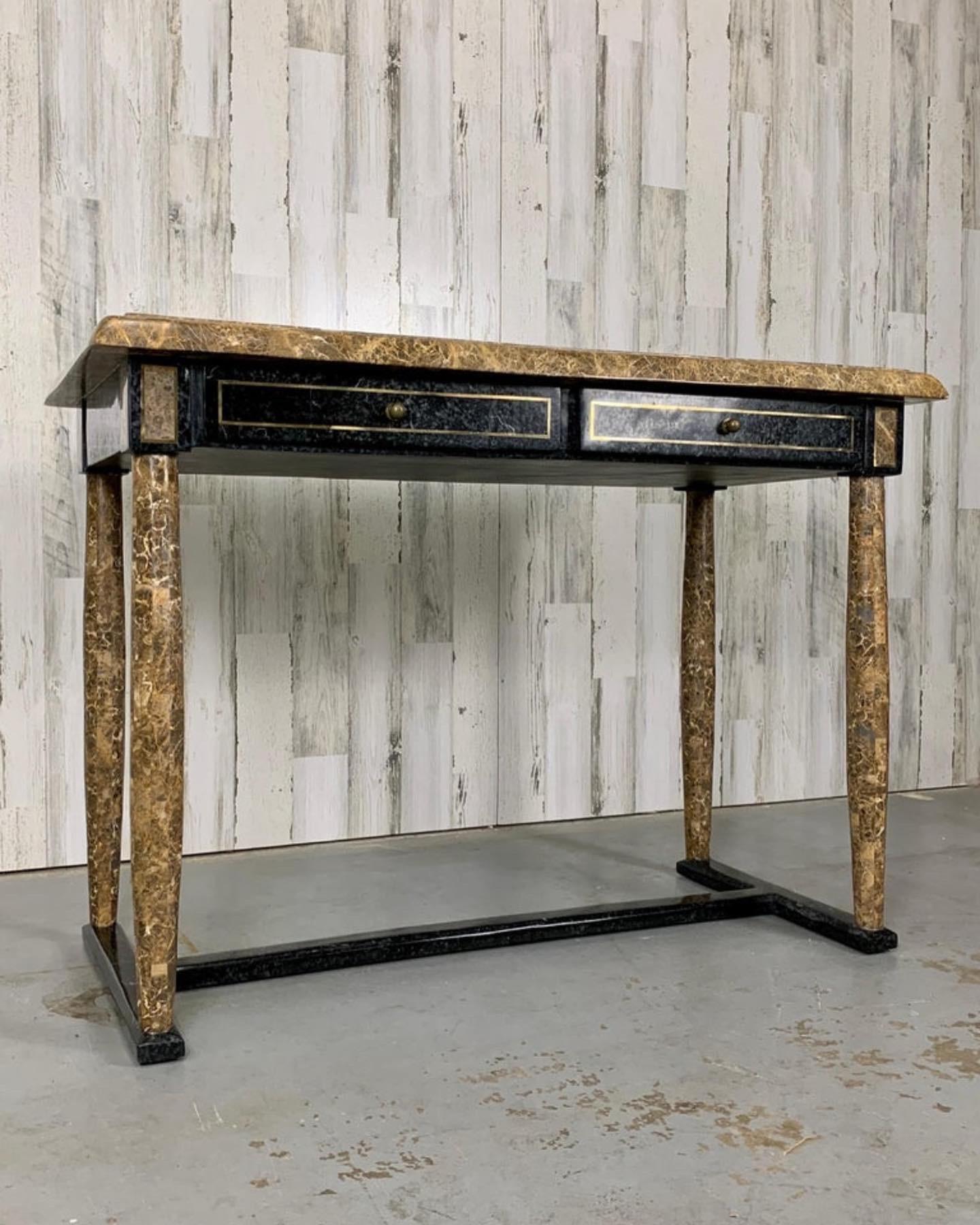 Veneer Tessellated Stone Console / Desk For Sale