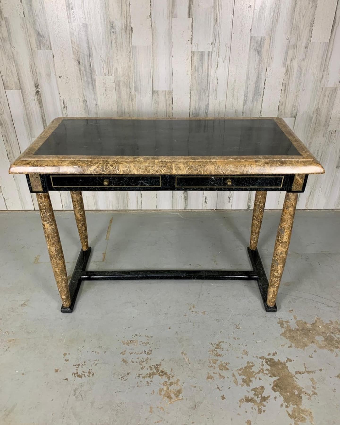 Tessellated Stone Console / Desk In Good Condition For Sale In Denton, TX