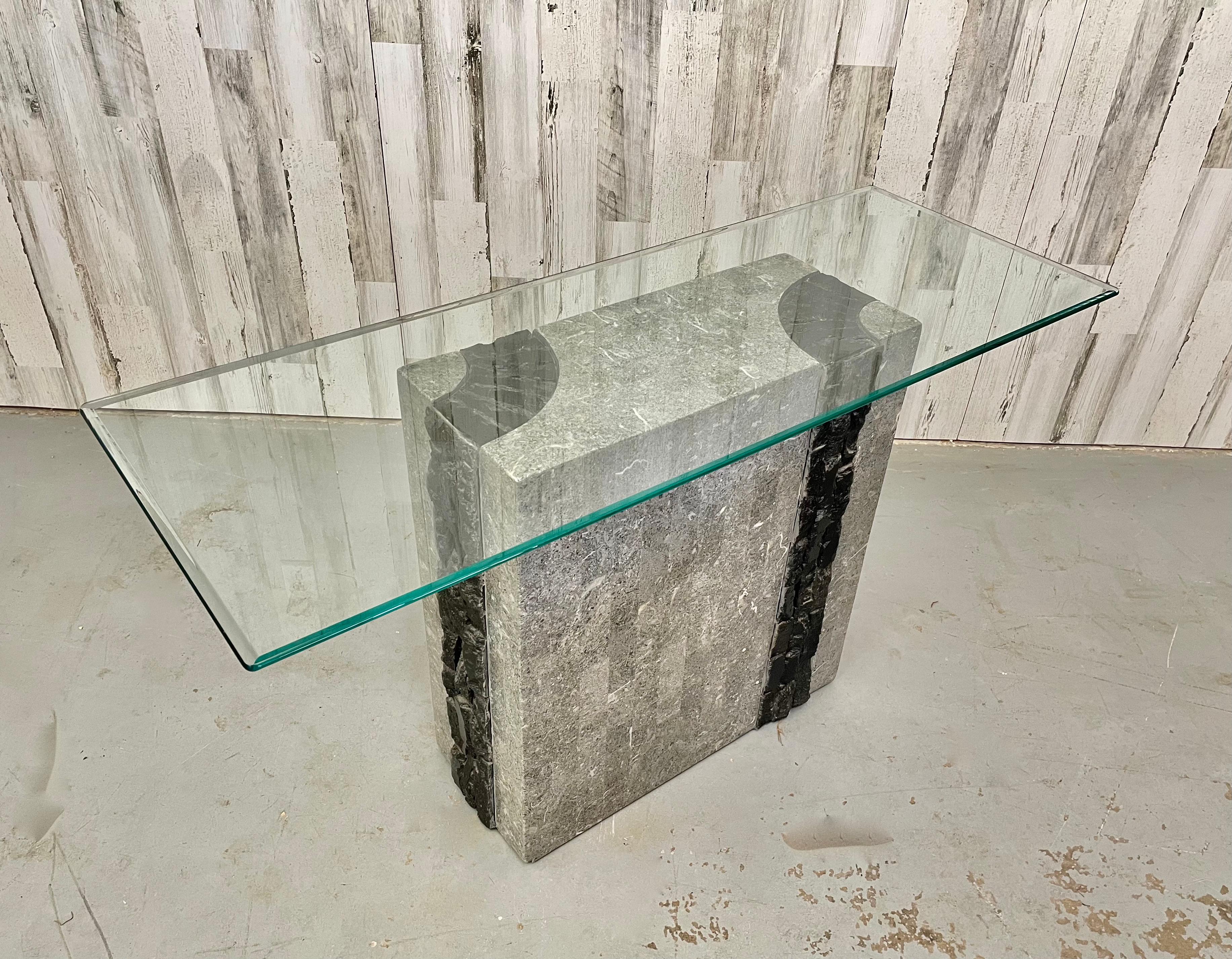 Post-Modern Tessellated Stone Console For Sale
