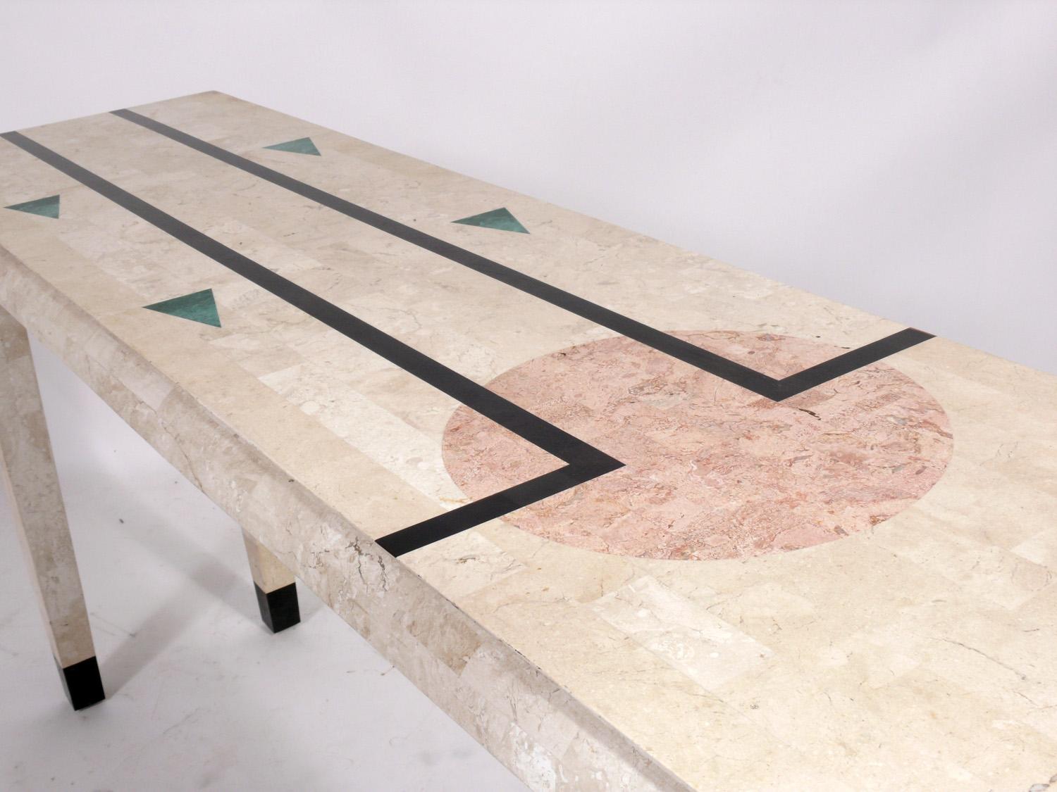 American Tessellated Stone Console Table circa 1980s For Sale