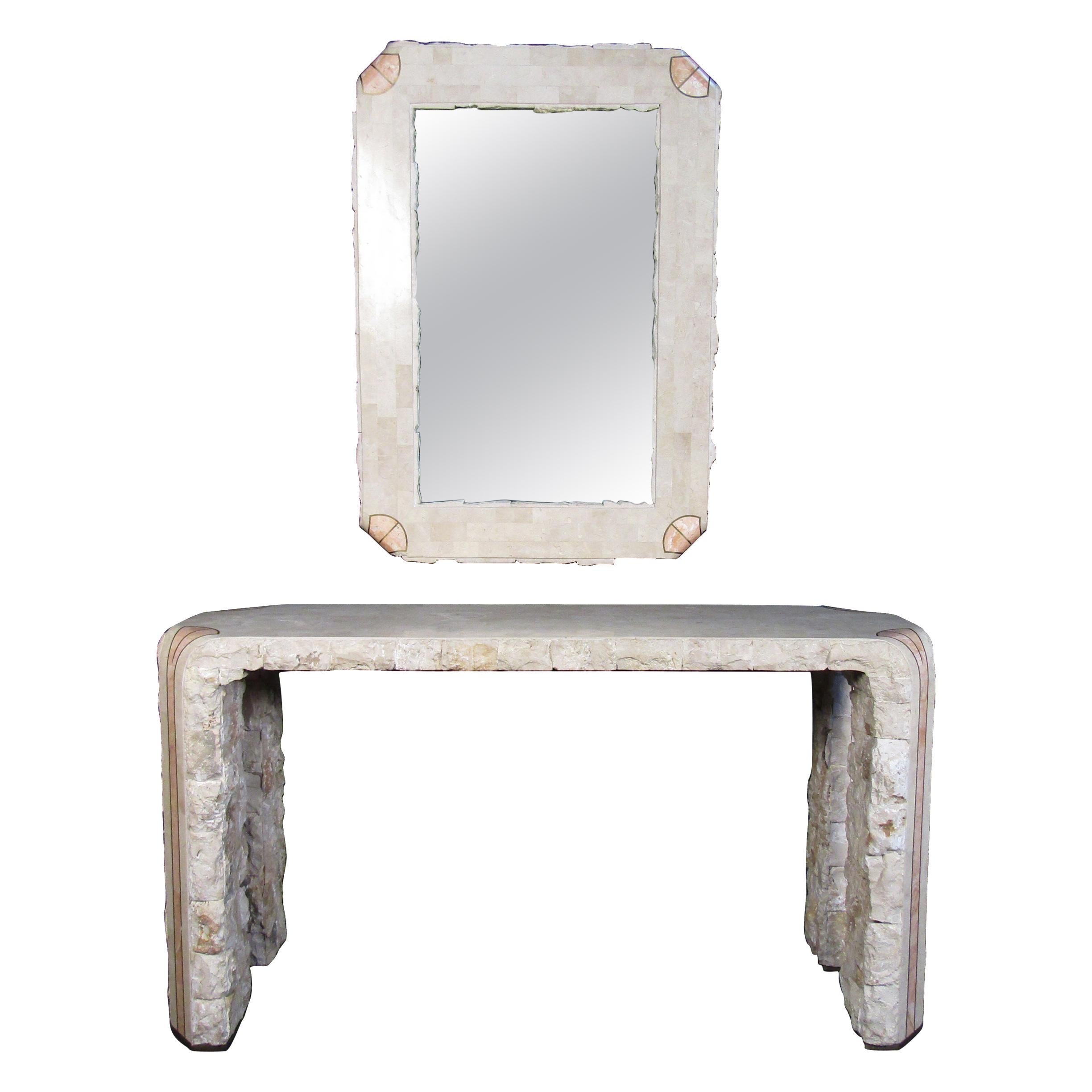 Tessellated Stone Console with Mirror