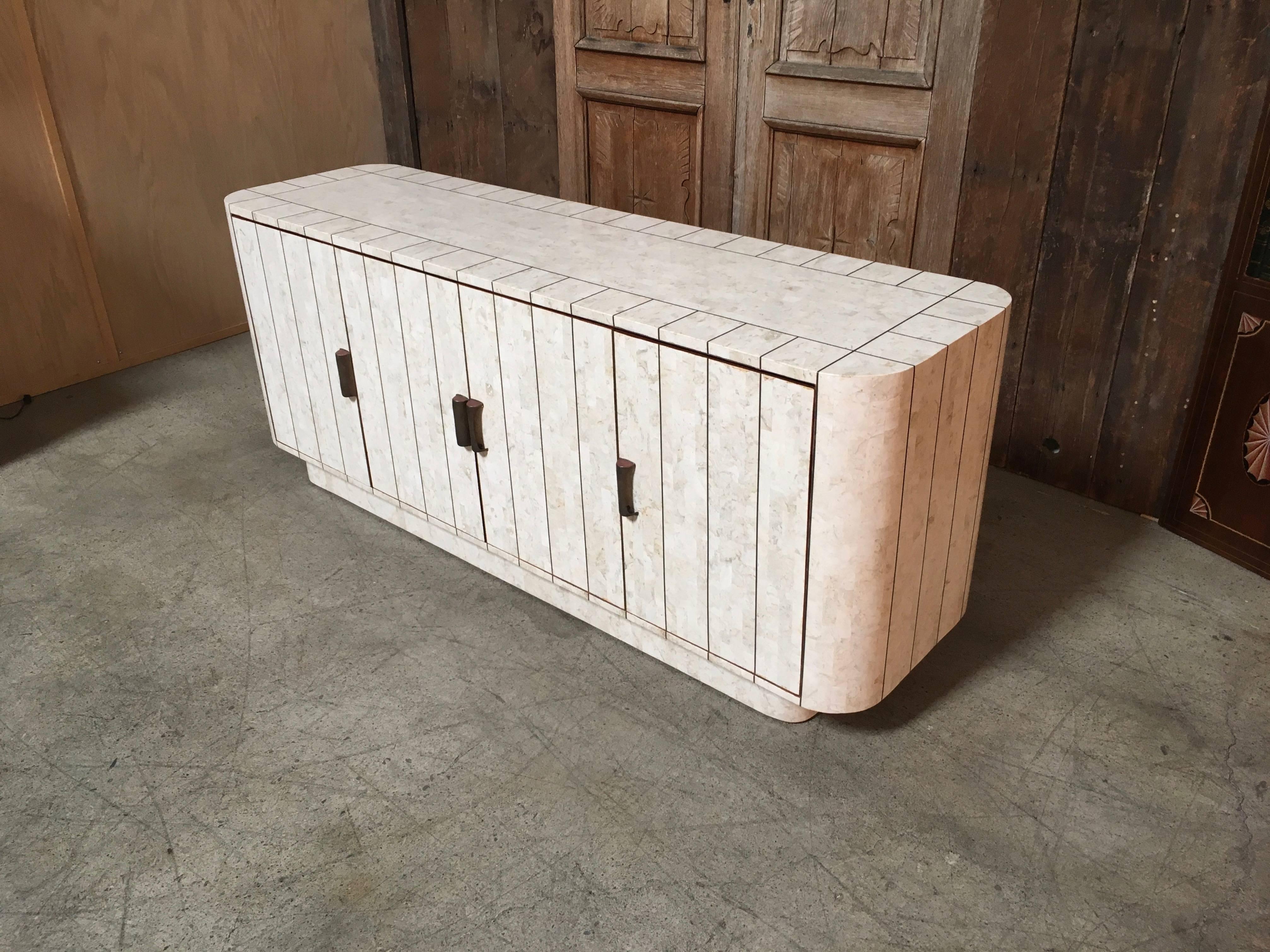 Tessellated Stone Credenza In Excellent Condition In Denton, TX