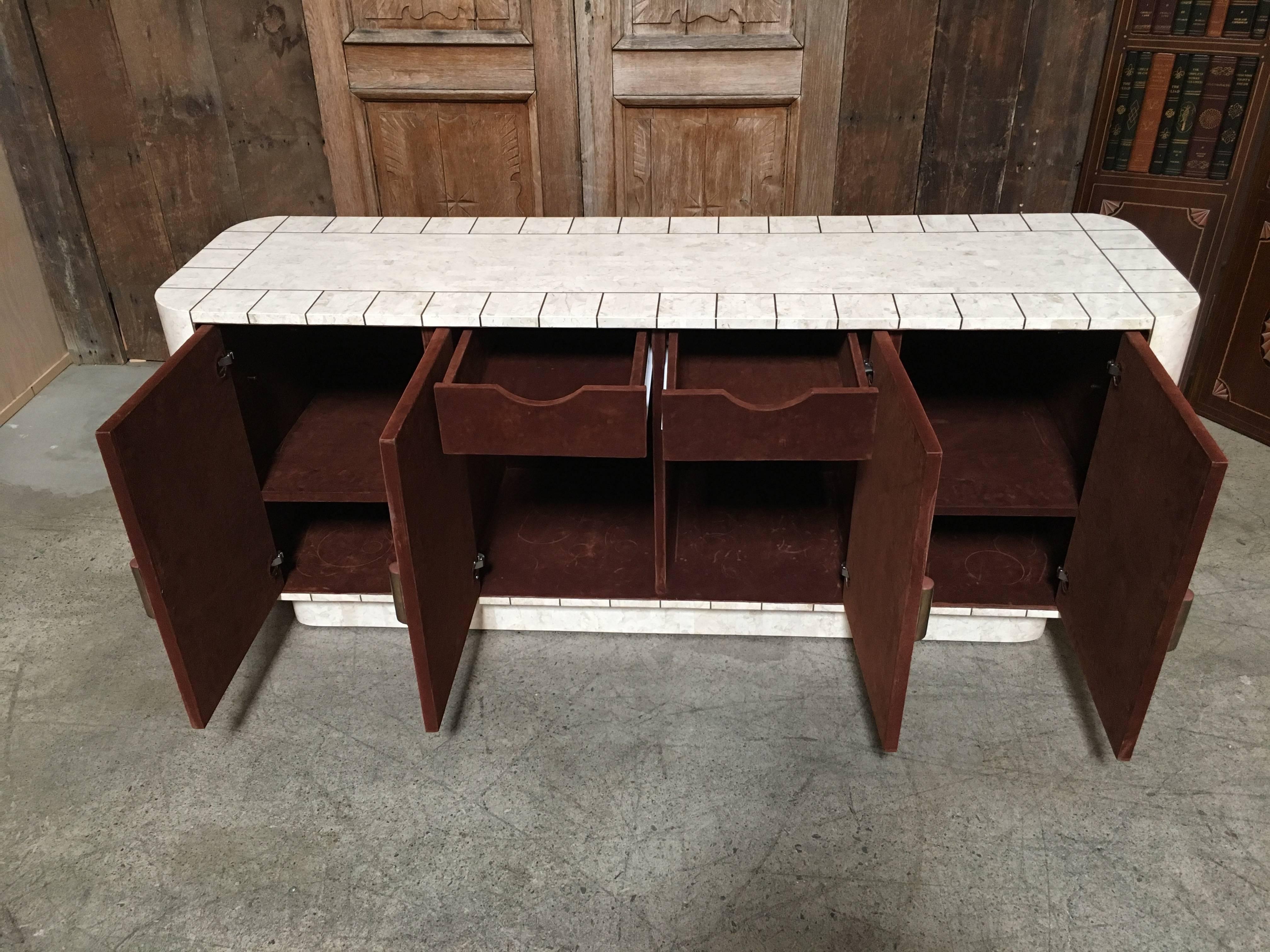 Travertine Tessellated Stone Credenza