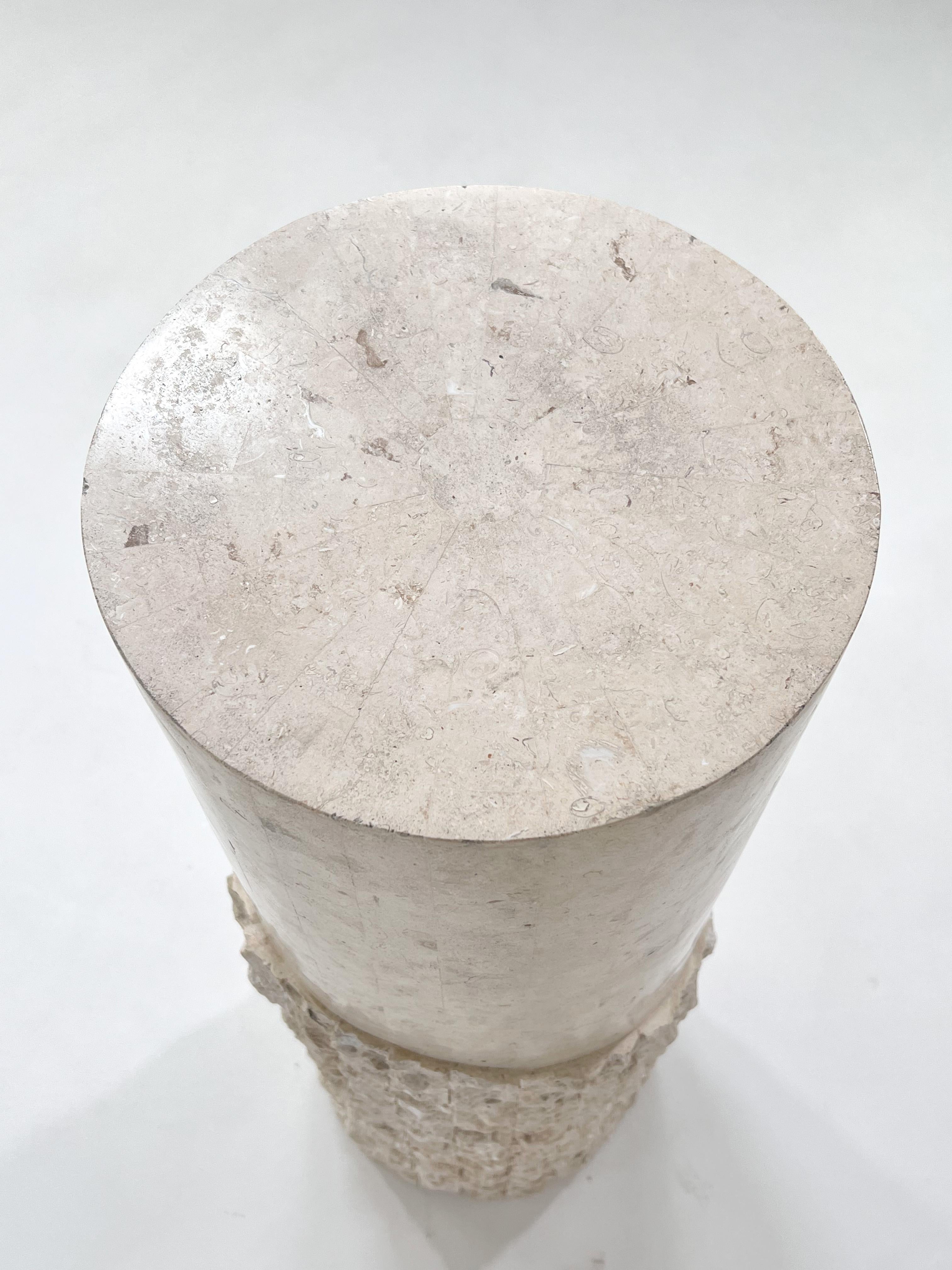 Unknown Tessellated Stone Cylindrical Shaped Pedestal Column Table For Sale