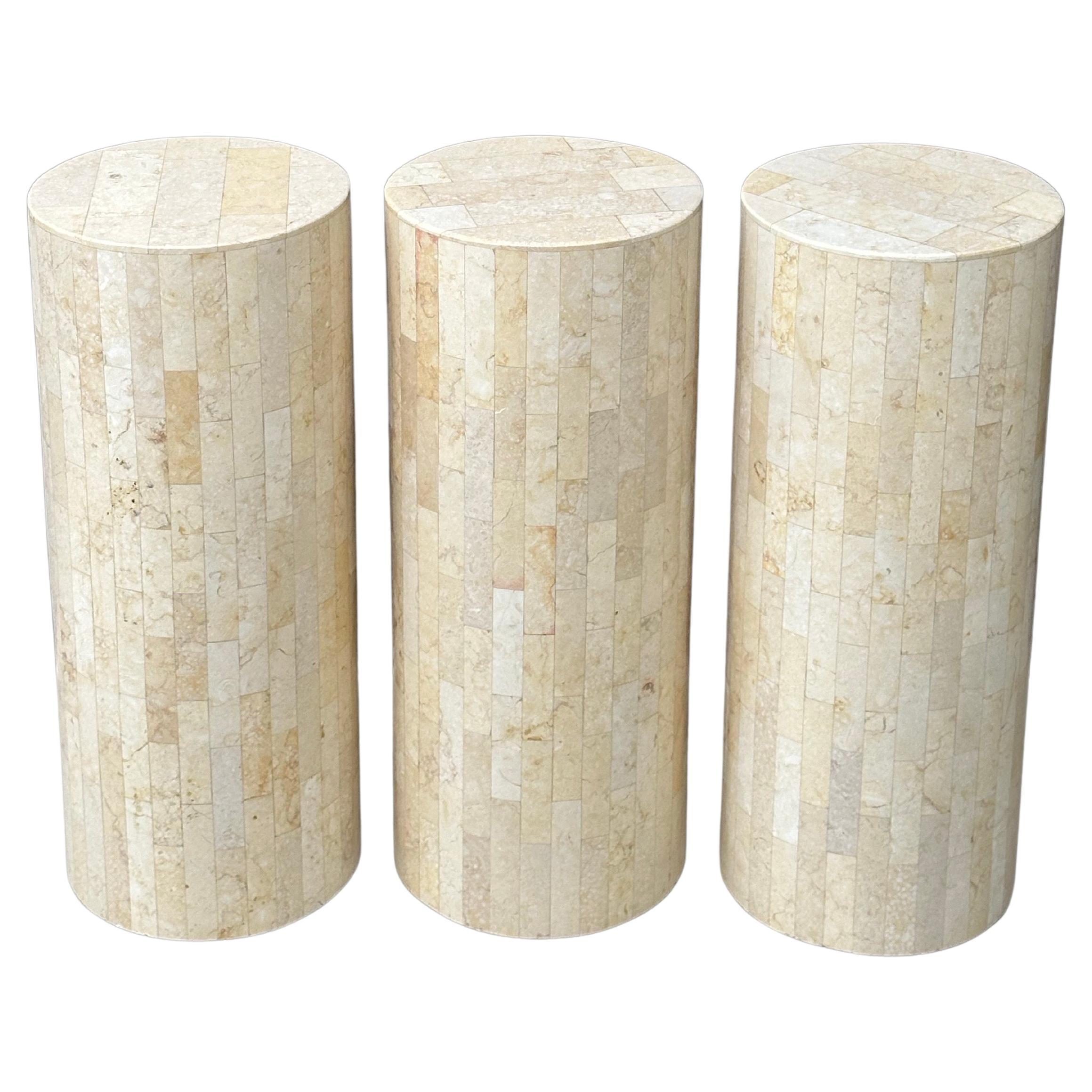 Tessellated Stone Drum Side Table in the Style of Marquis of Beverly Hills Filipino en venta