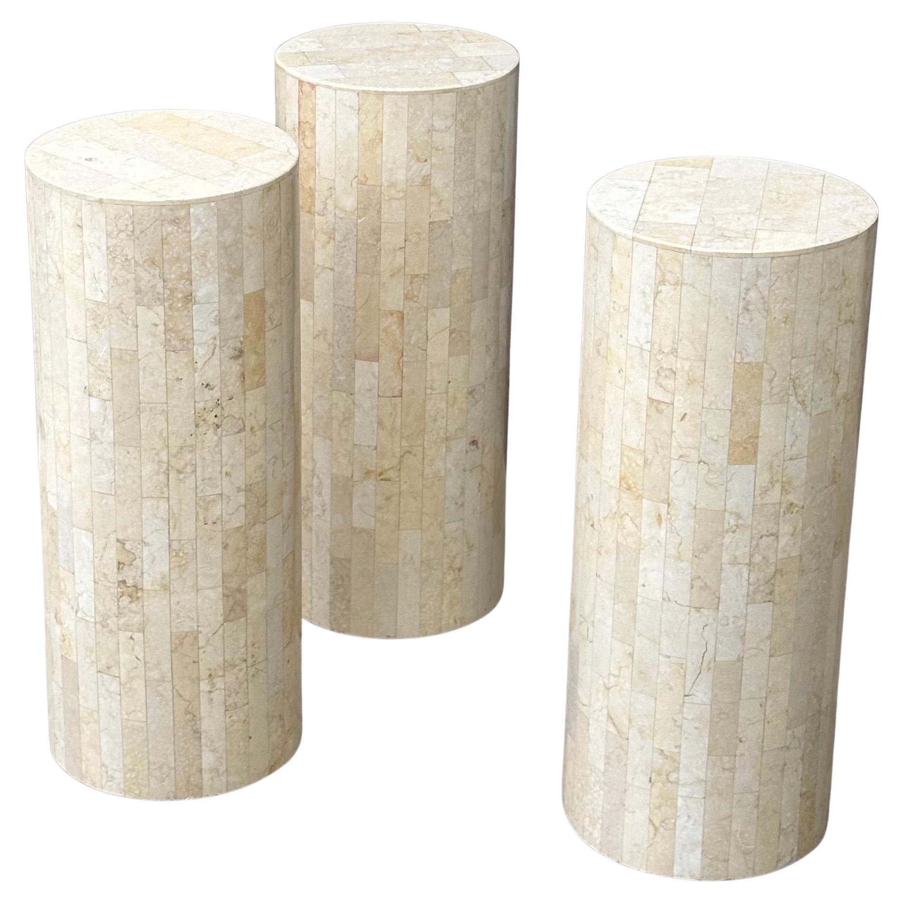 Tessellated Stone Drum Side Table in the Style of Marquis of Beverly Hills en venta