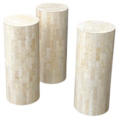 Tessellated Stone Drum Side Table in the Style of Marquis of Beverly Hills
