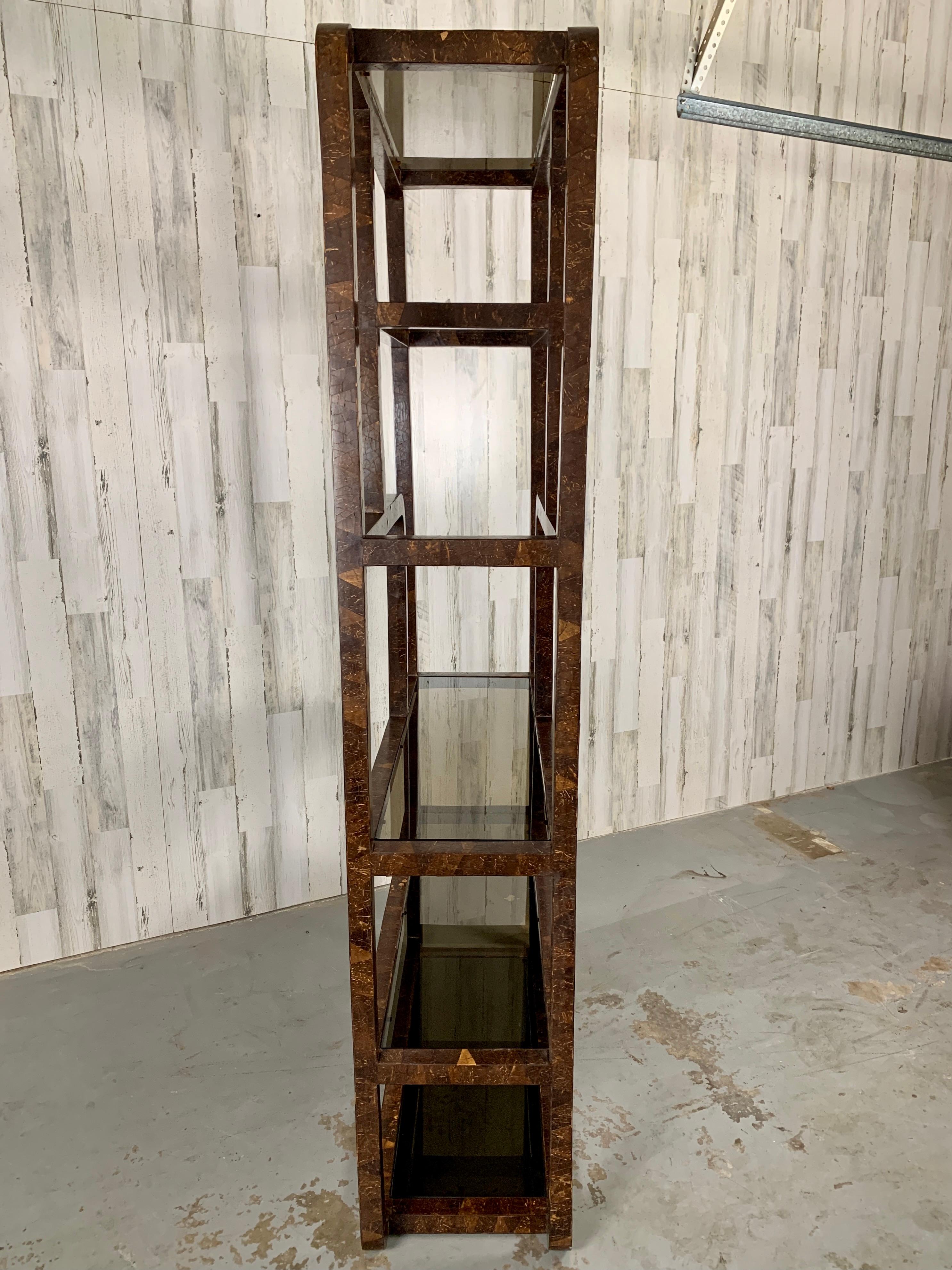 Tessellated Coconut Shell Wrapped Etagere, 1980's 5