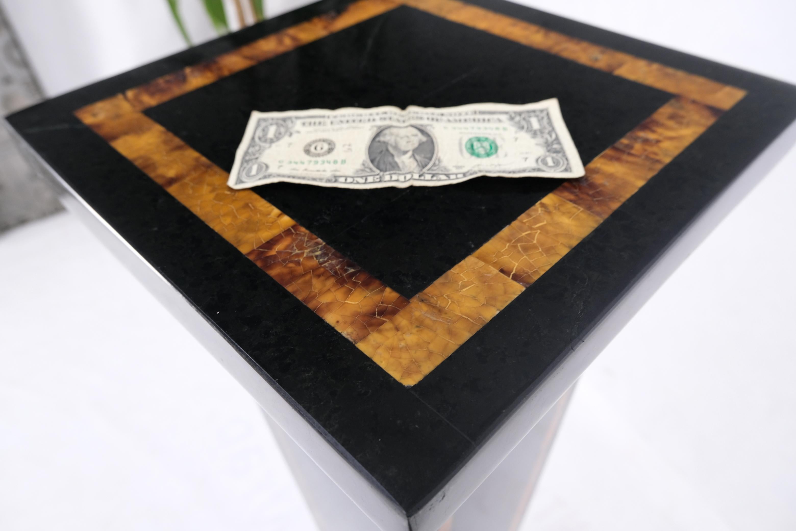 Tessellated Stone Inlay Two Tone Pyramid Shape Square Tapered Pedestal Stand 4