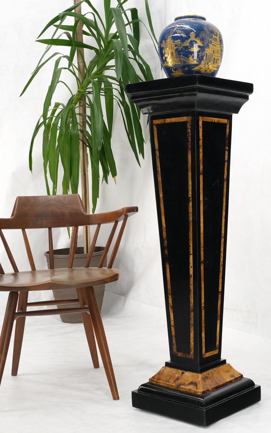 Tessellated stone inlay two tone pyramid shape square tapered pedestal stand.