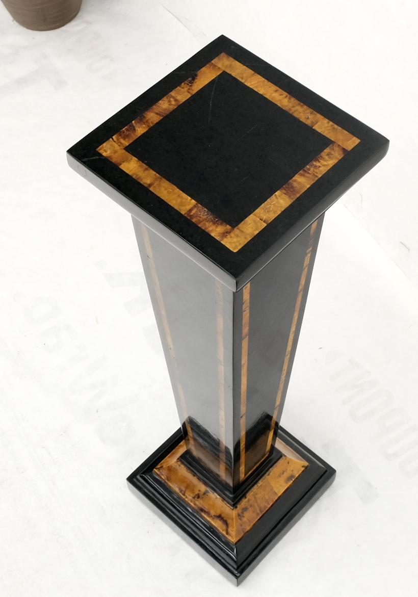 Mid-Century Modern Tessellated Stone Inlay Two Tone Pyramid Shape Square Tapered Pedestal Stand