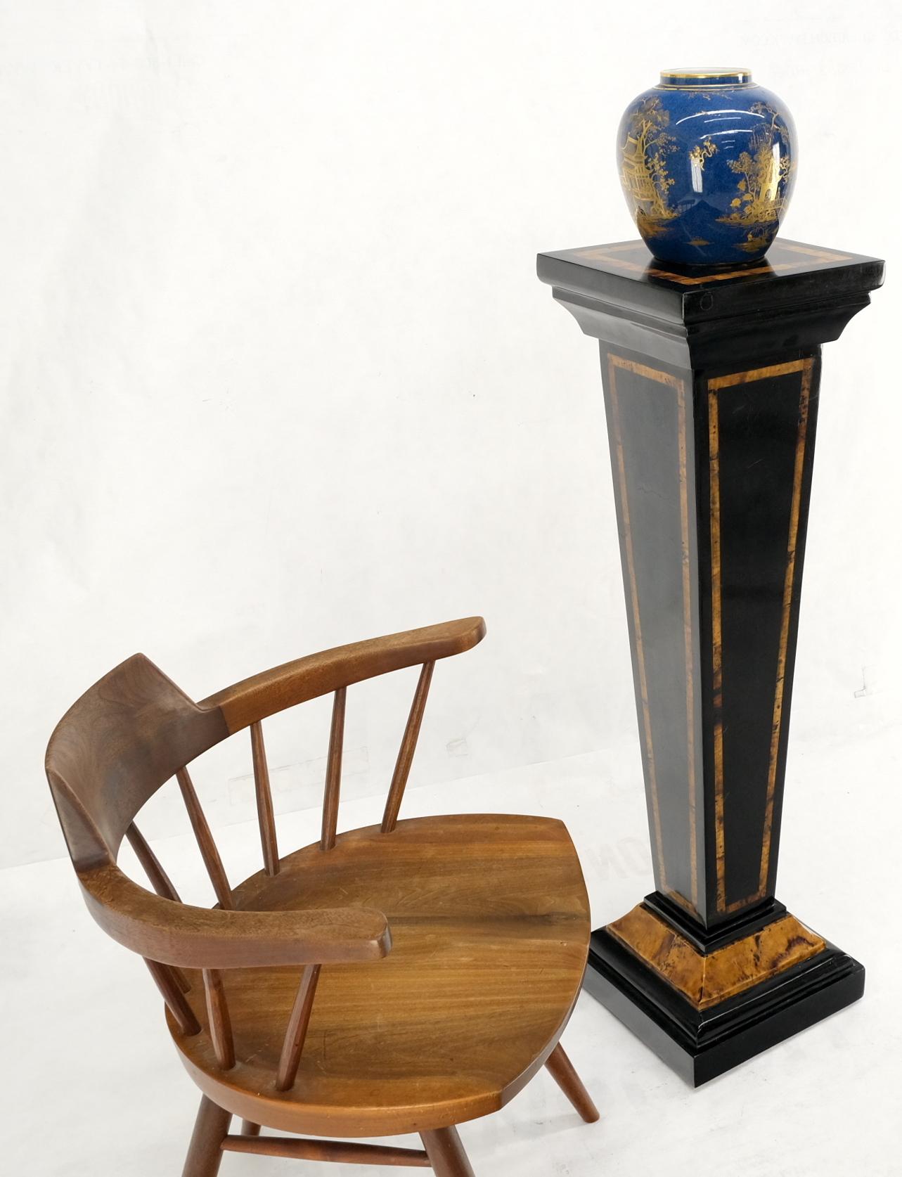 American Tessellated Stone Inlay Two Tone Pyramid Shape Square Tapered Pedestal Stand