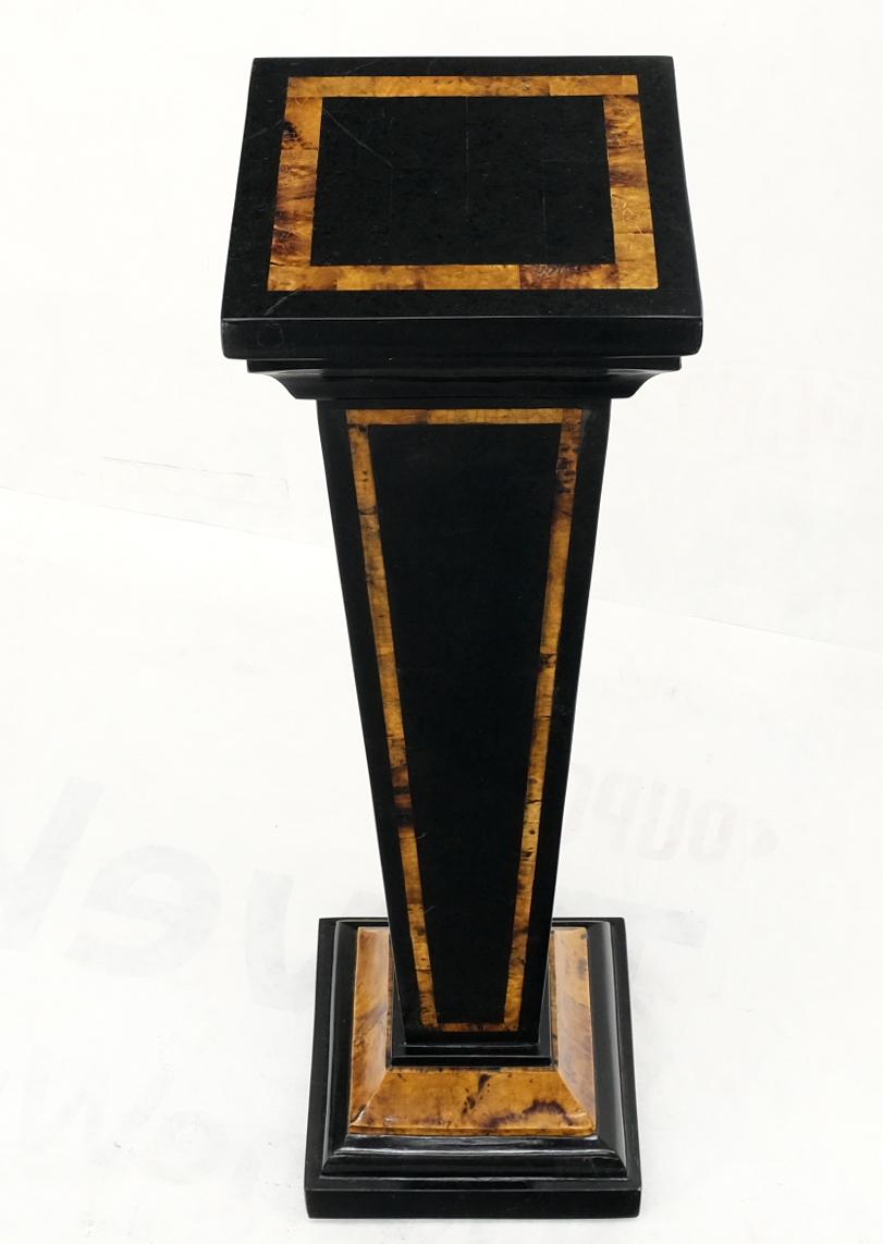 Marble Tessellated Stone Inlay Two Tone Pyramid Shape Square Tapered Pedestal Stand