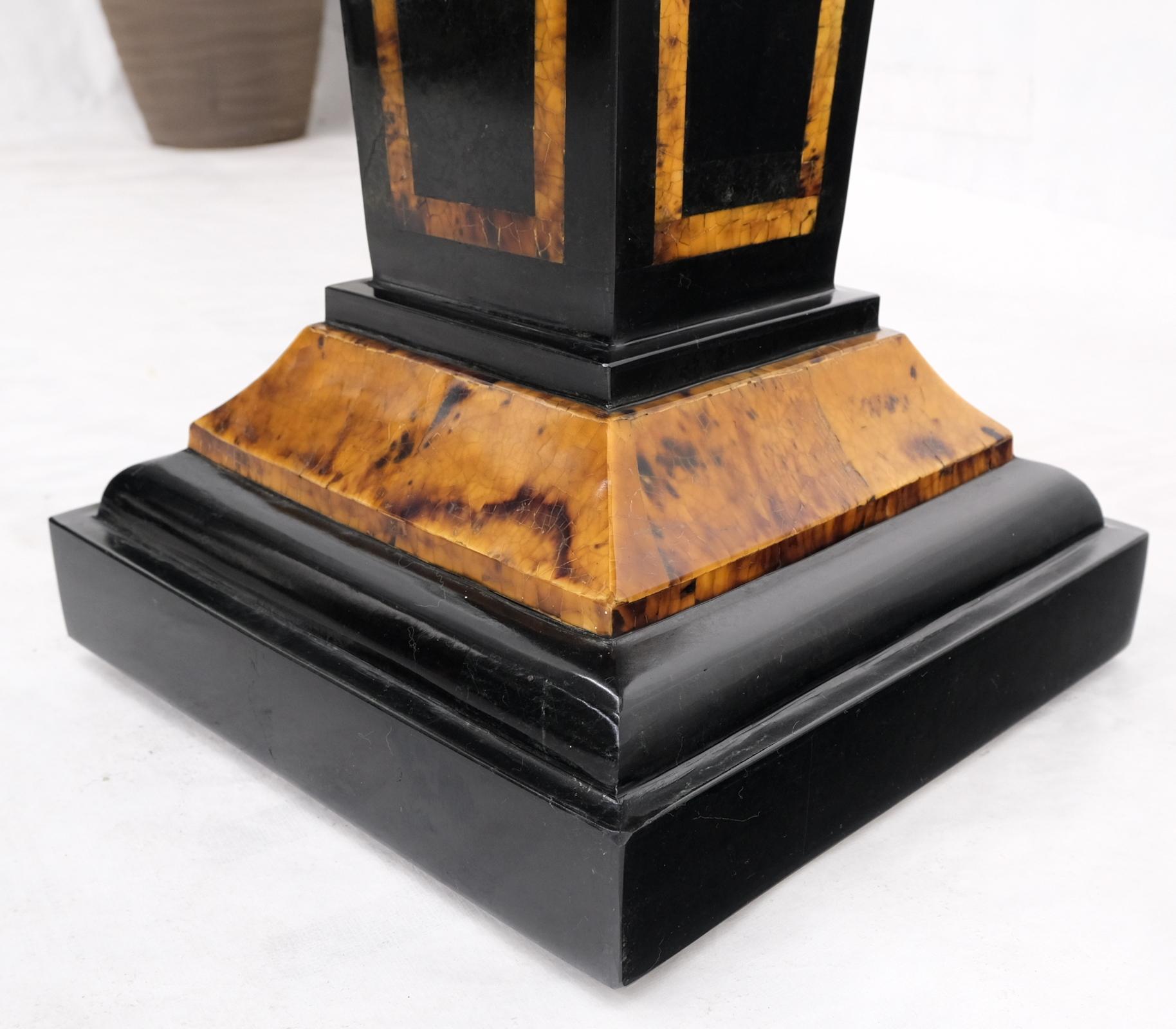 Tessellated Stone Inlay Two Tone Pyramid Shape Square Tapered Pedestal Stand 1