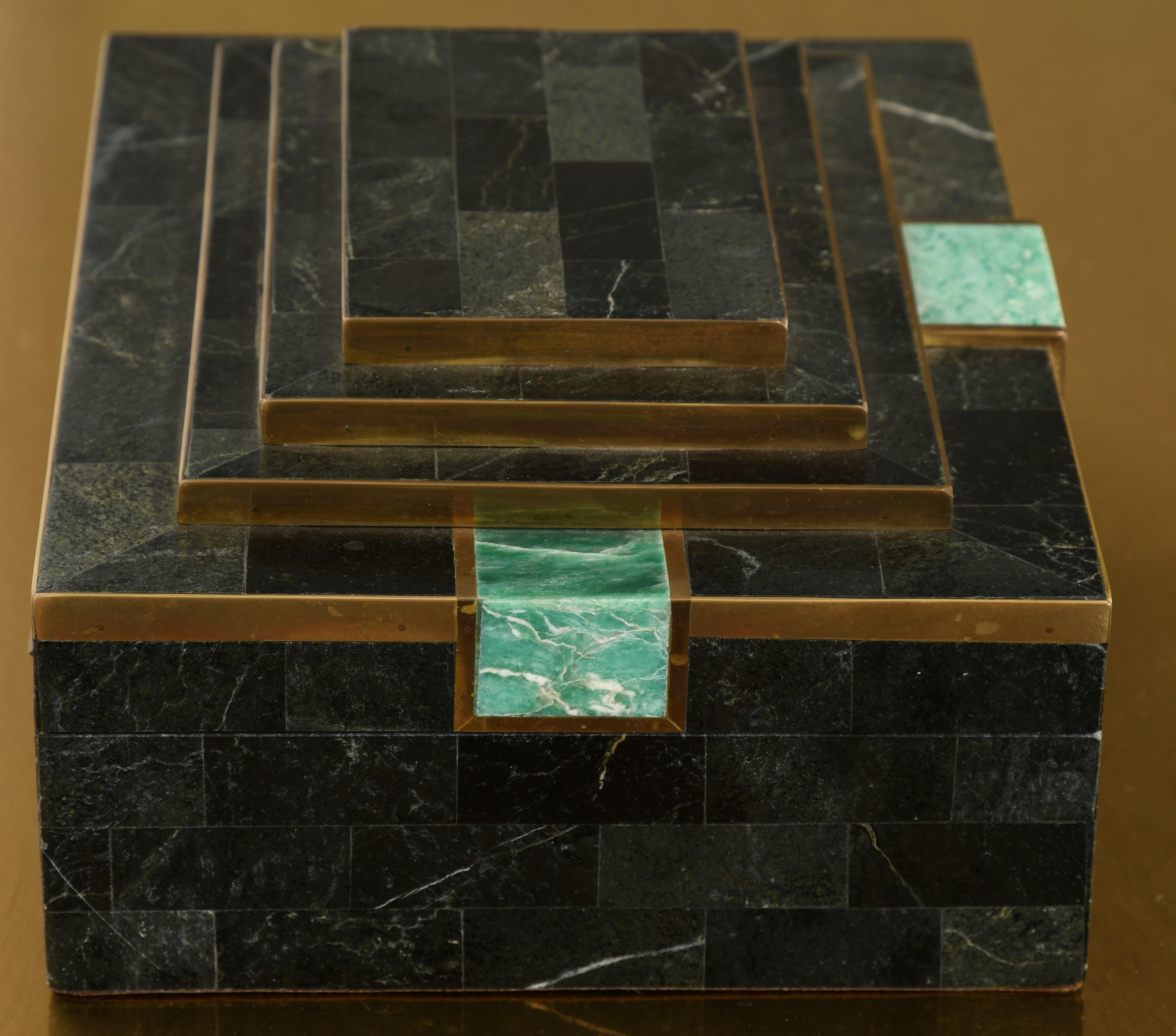 Late 20th Century Tessellated Stone Jewelry Box Attributed to Maitland Smith, 1980s