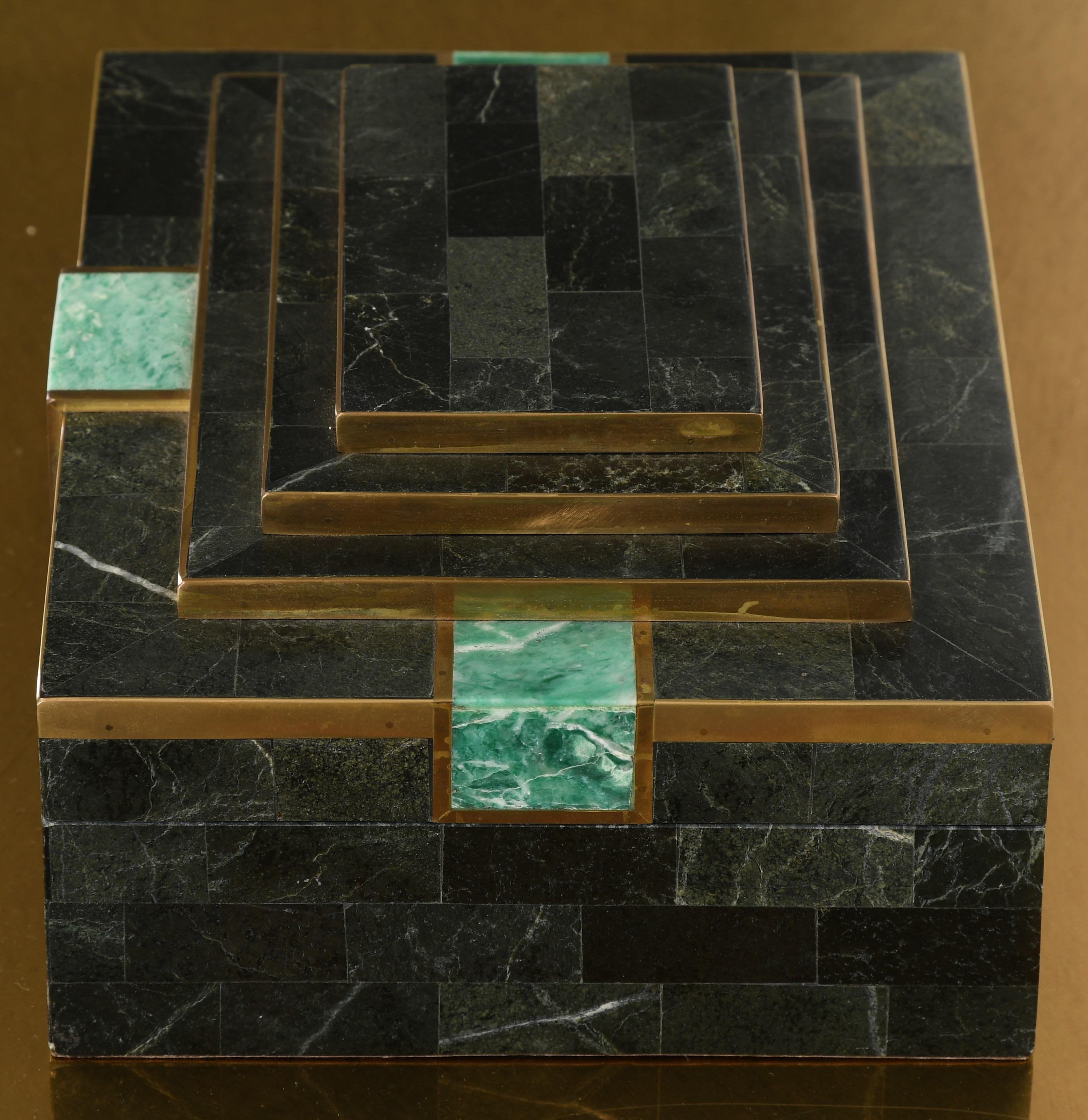 Tessellated Stone Jewelry Box Attributed to Maitland Smith, 1980s 1