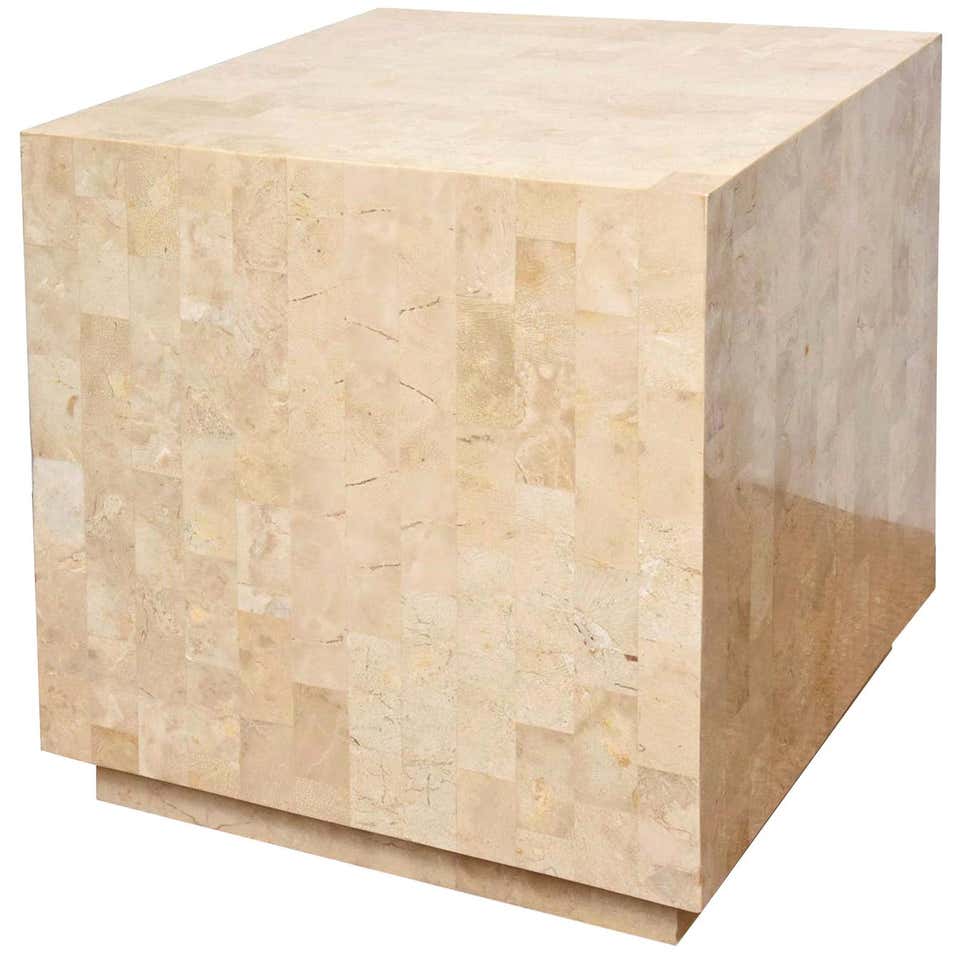 Tessellated Stone Maitland-Smith Cube Side Table and or Art Pedestal at ...