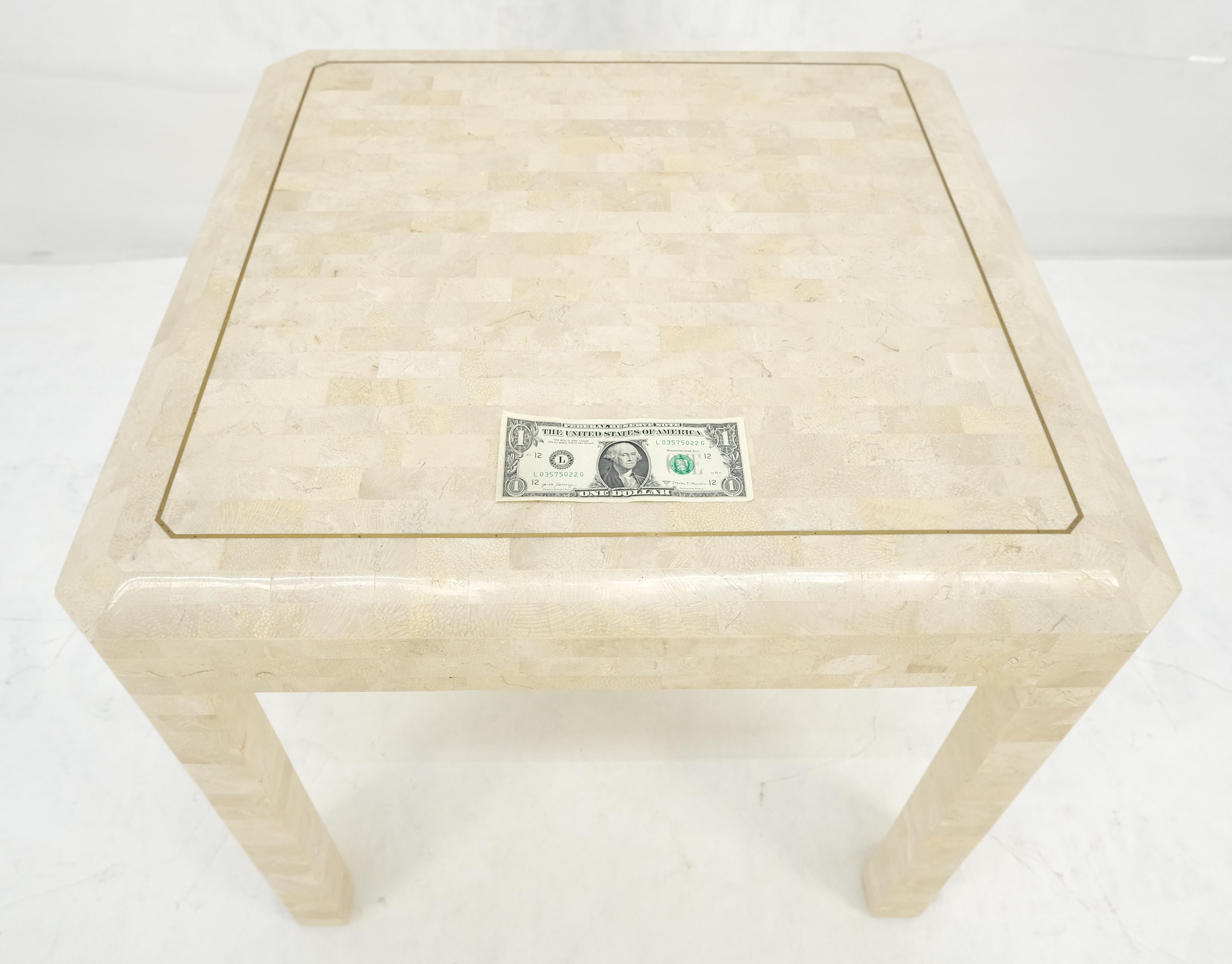 Tessellated Stone Marble Tile 26x26 Square Side Occasional Lamp Table MINT en vente 4