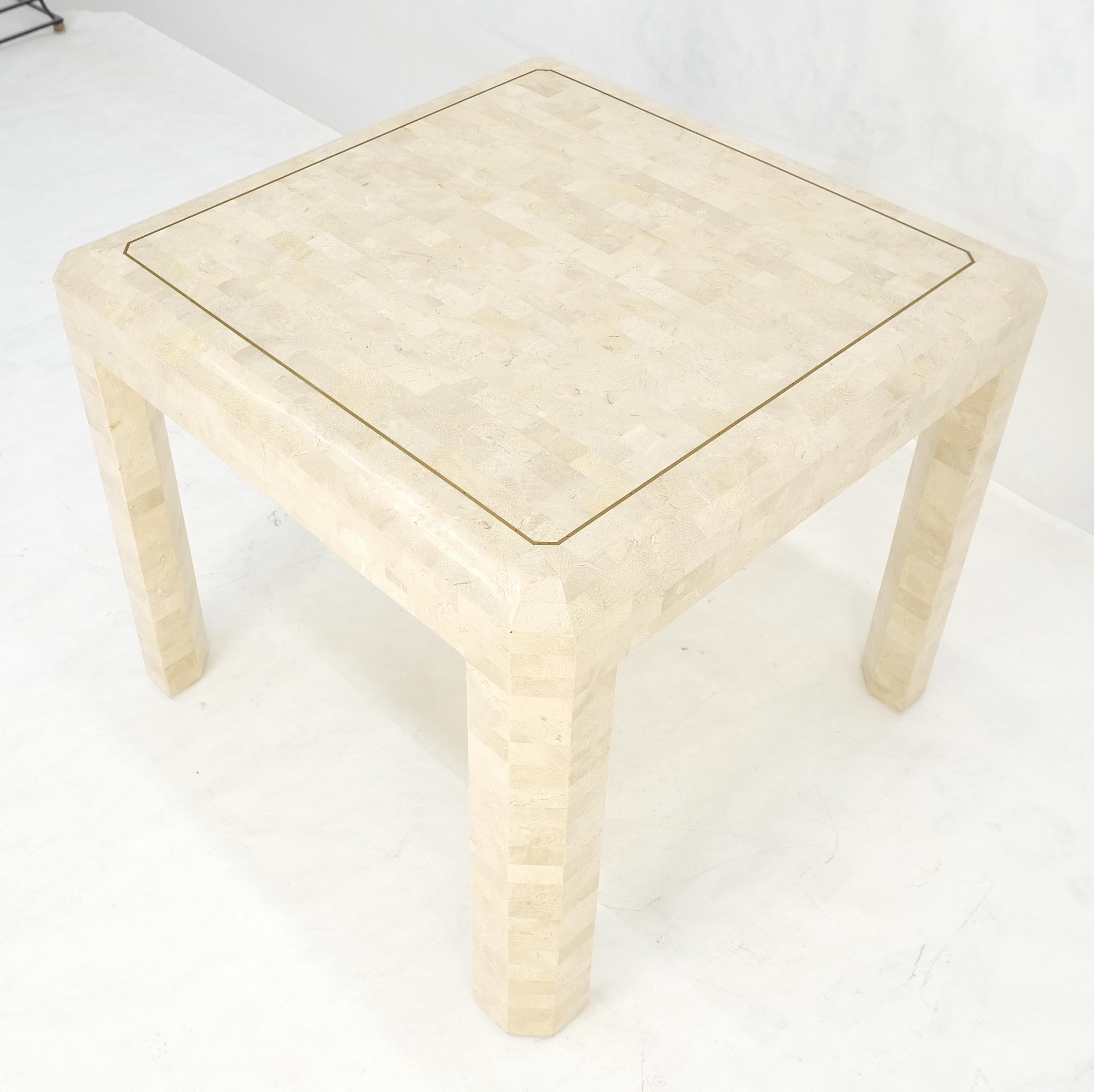 Tessellated Stone Marble Tile 26x26 Square Side Occasional Lamp Table MINT en vente 5