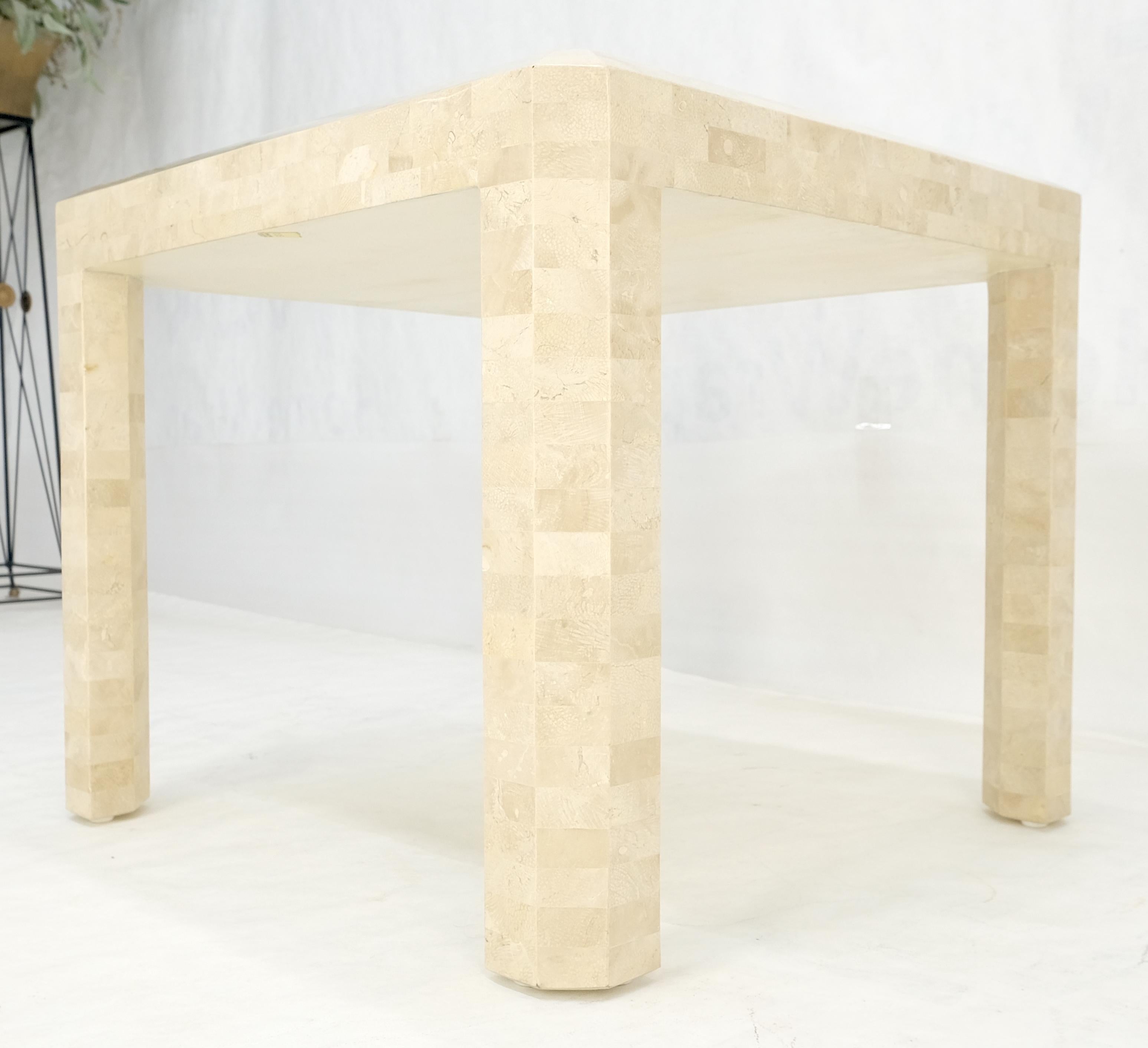 Tessellated Stone Marble Tile 26x26 Square Side Occasional Lamp Table MINT en vente 6