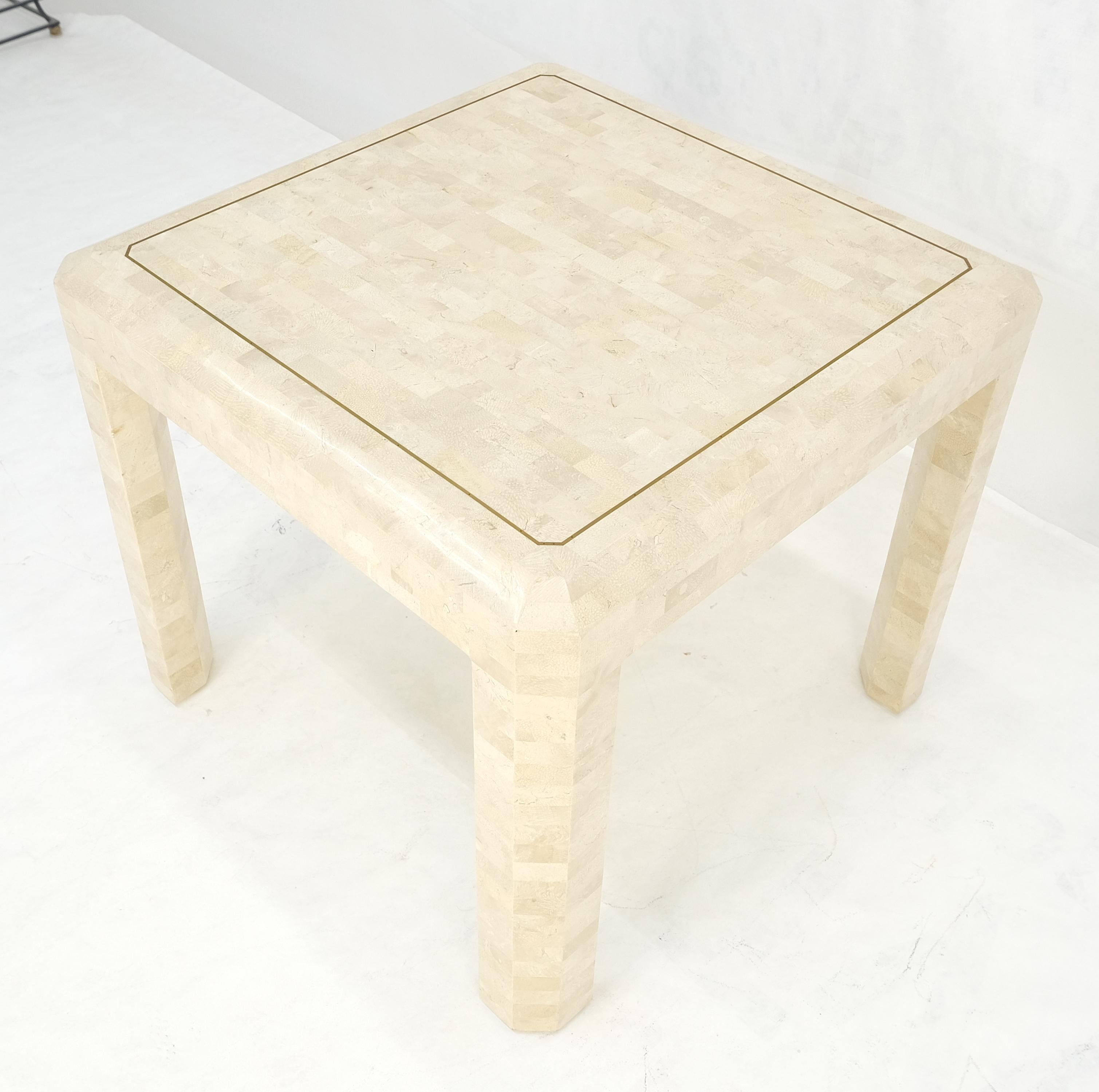 Tessellated Stone Marble Tile 26x26 Square Side Occasional Lamp Table MINT en vente 7