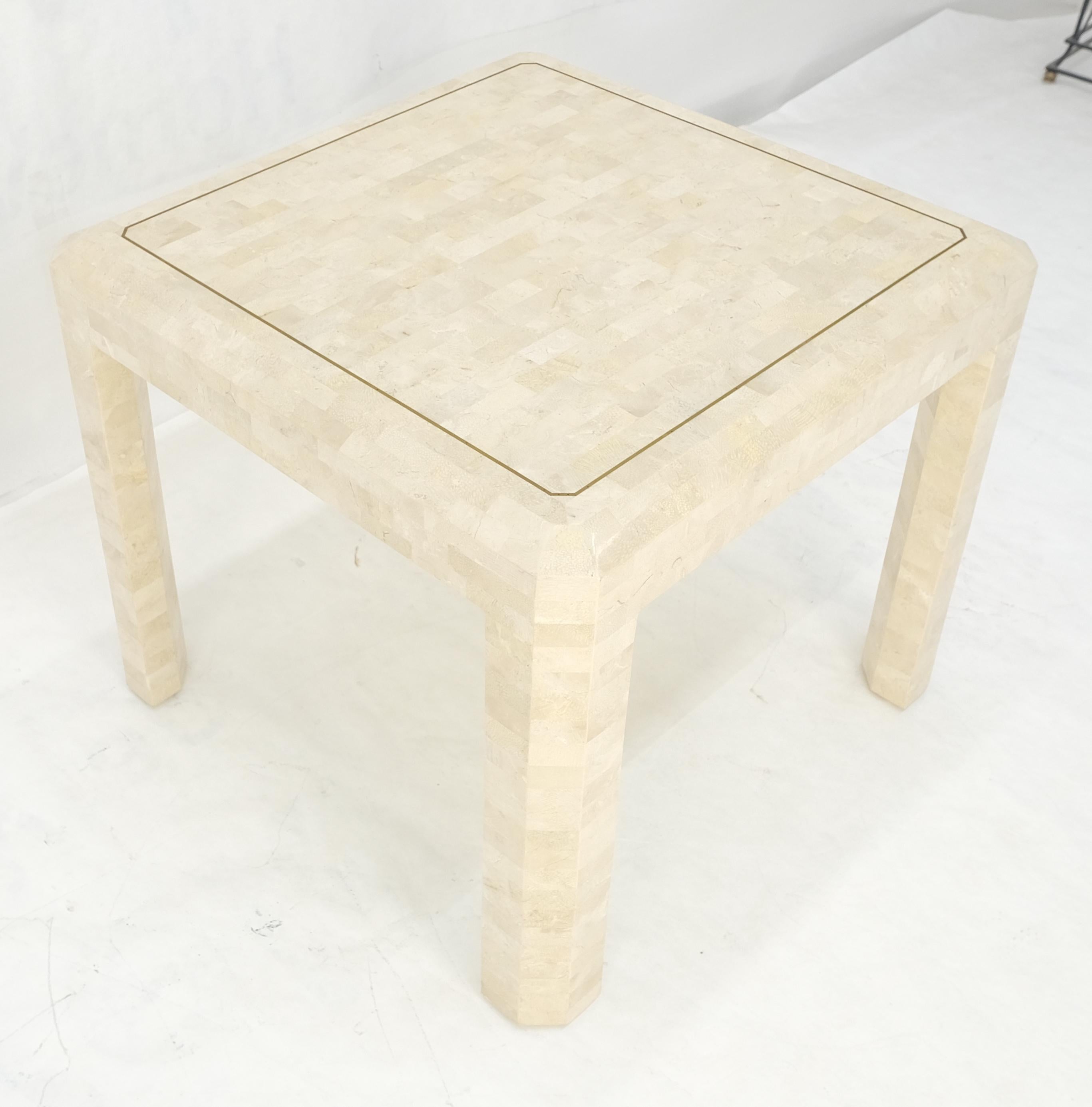 Tessellated Stone Marble Tile 26x26 Square Side Occasional Lamp Table MINT en vente 8