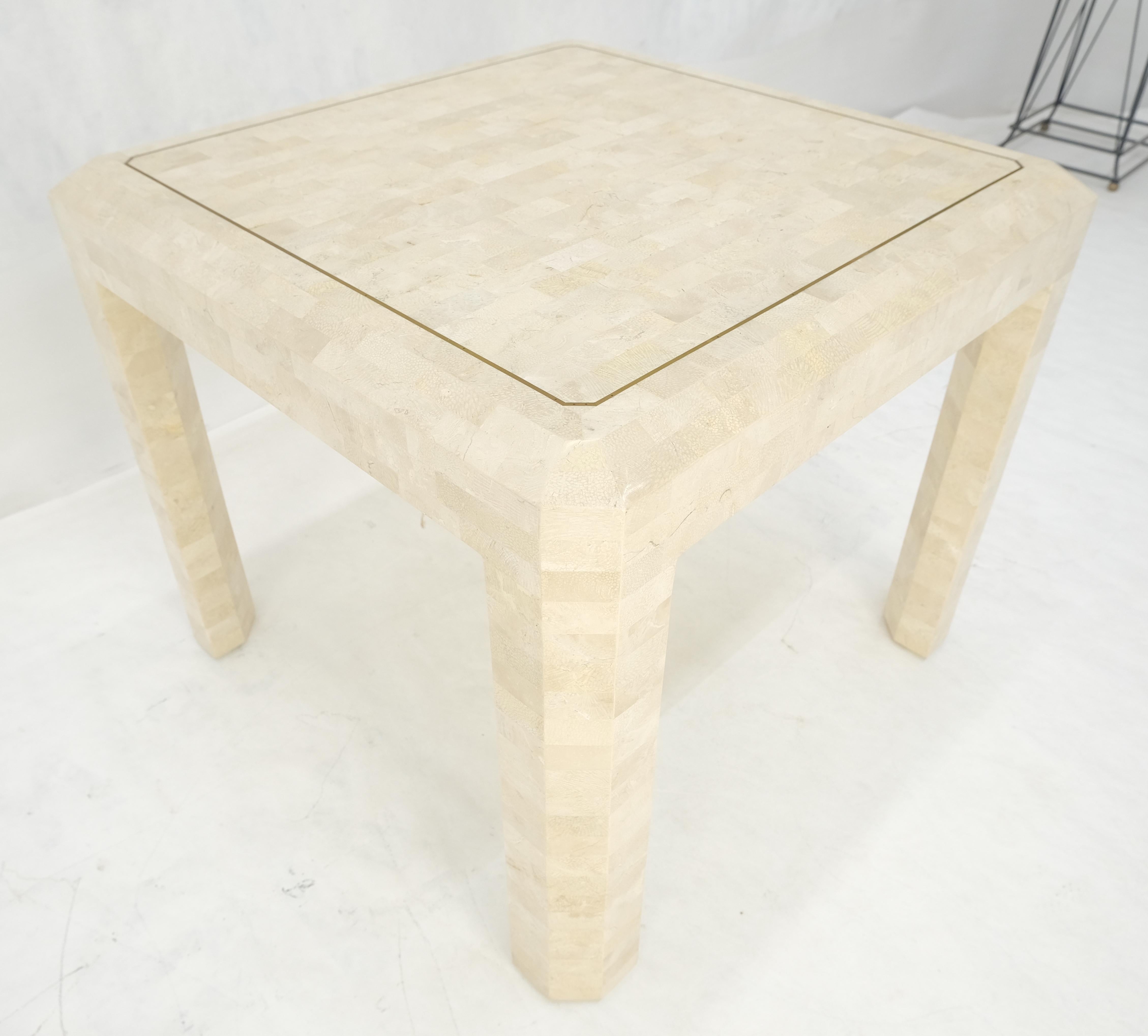 Tessellated Stone Marble Tile 26x26 Square Side Occasional Lamp Table MINT en vente 9