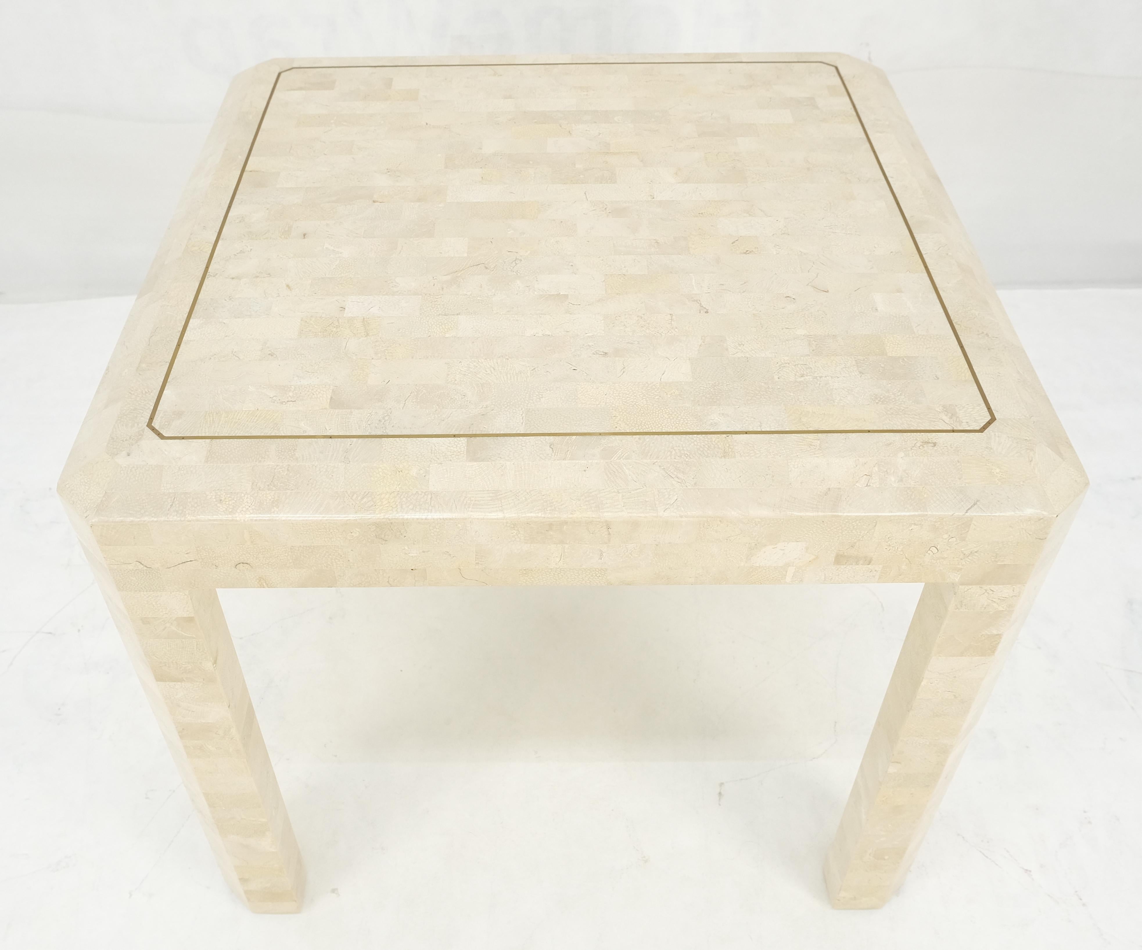 Tessellated Stone Marble Tile 26x26 Square Side Occasional Lamp Table MINT en vente 10