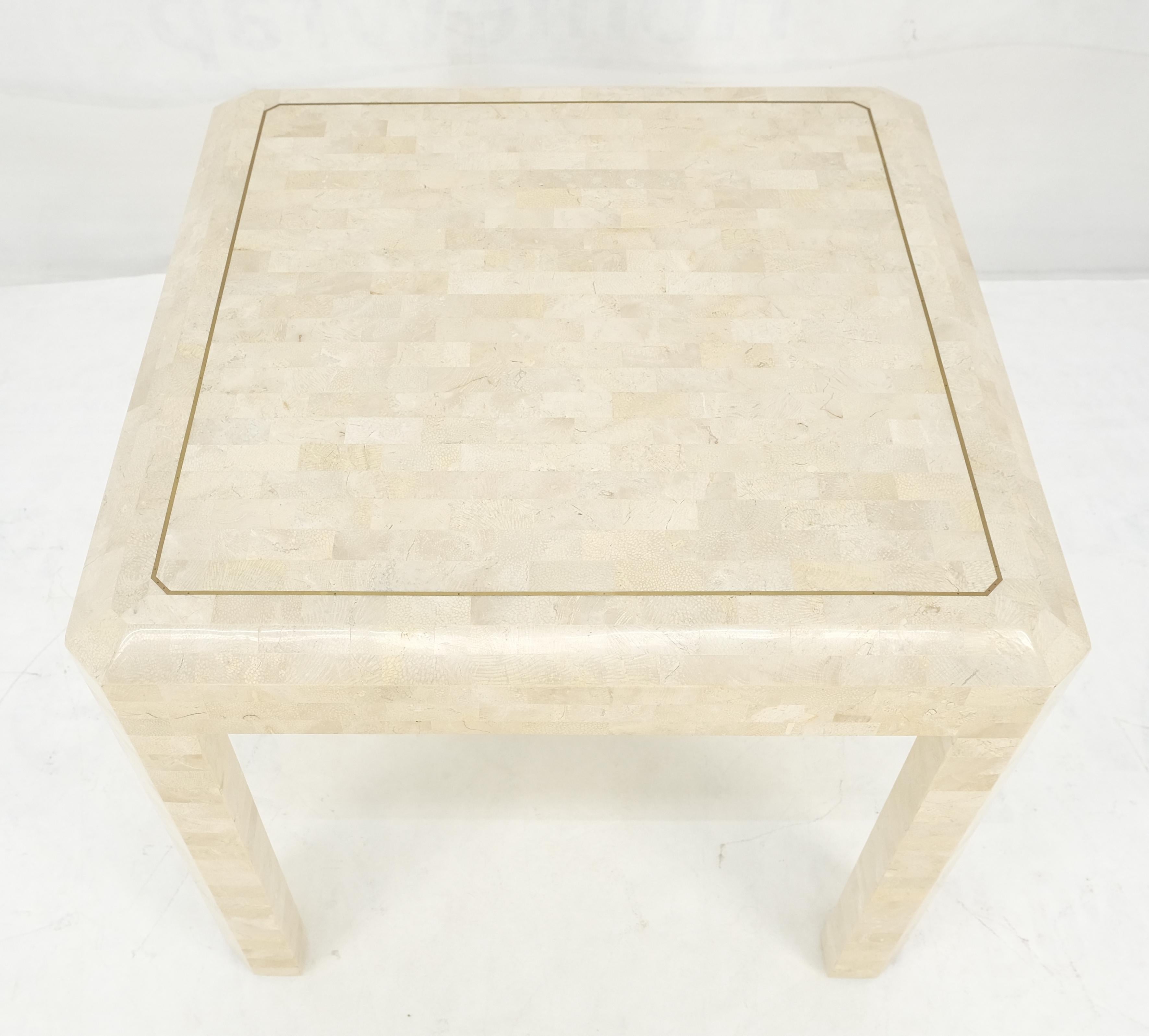 Tessellated Stone Marble Tile 26x26 Square Side Occasional Lamp Table MINT en vente 11