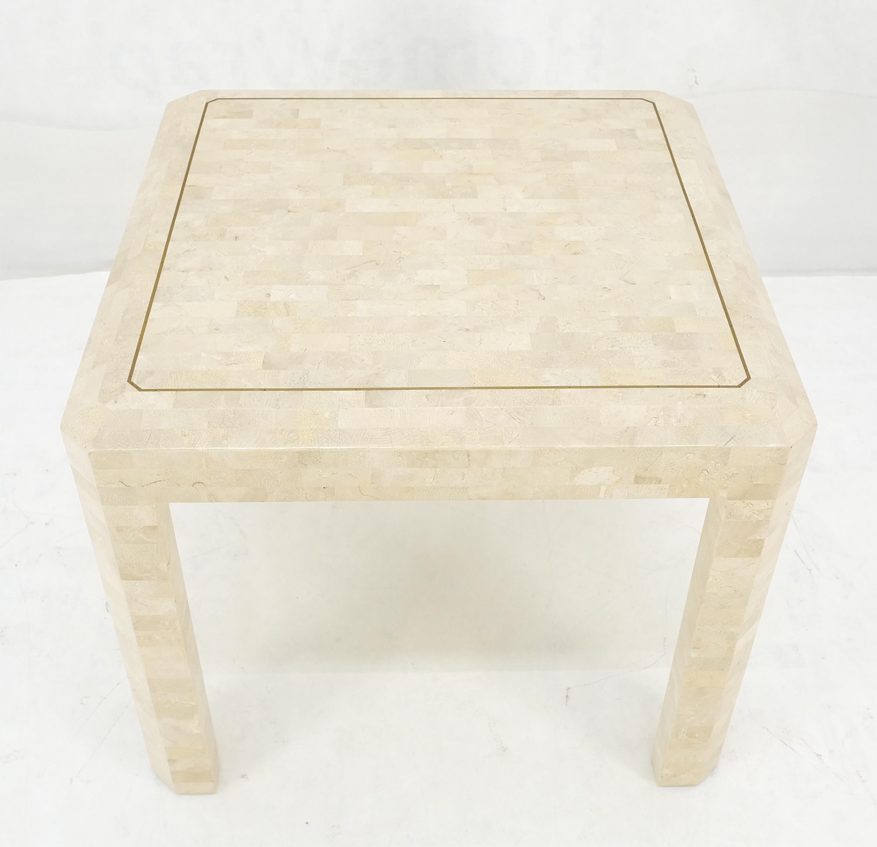 Mid-Century Modern Tessellated Stone Marble Tile 26x26 Square Side Occasional Lamp Table MINT en vente