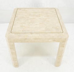 Tessellated Stone Marble Tile 26x26 Square Side Occasional Lamp Table MINT