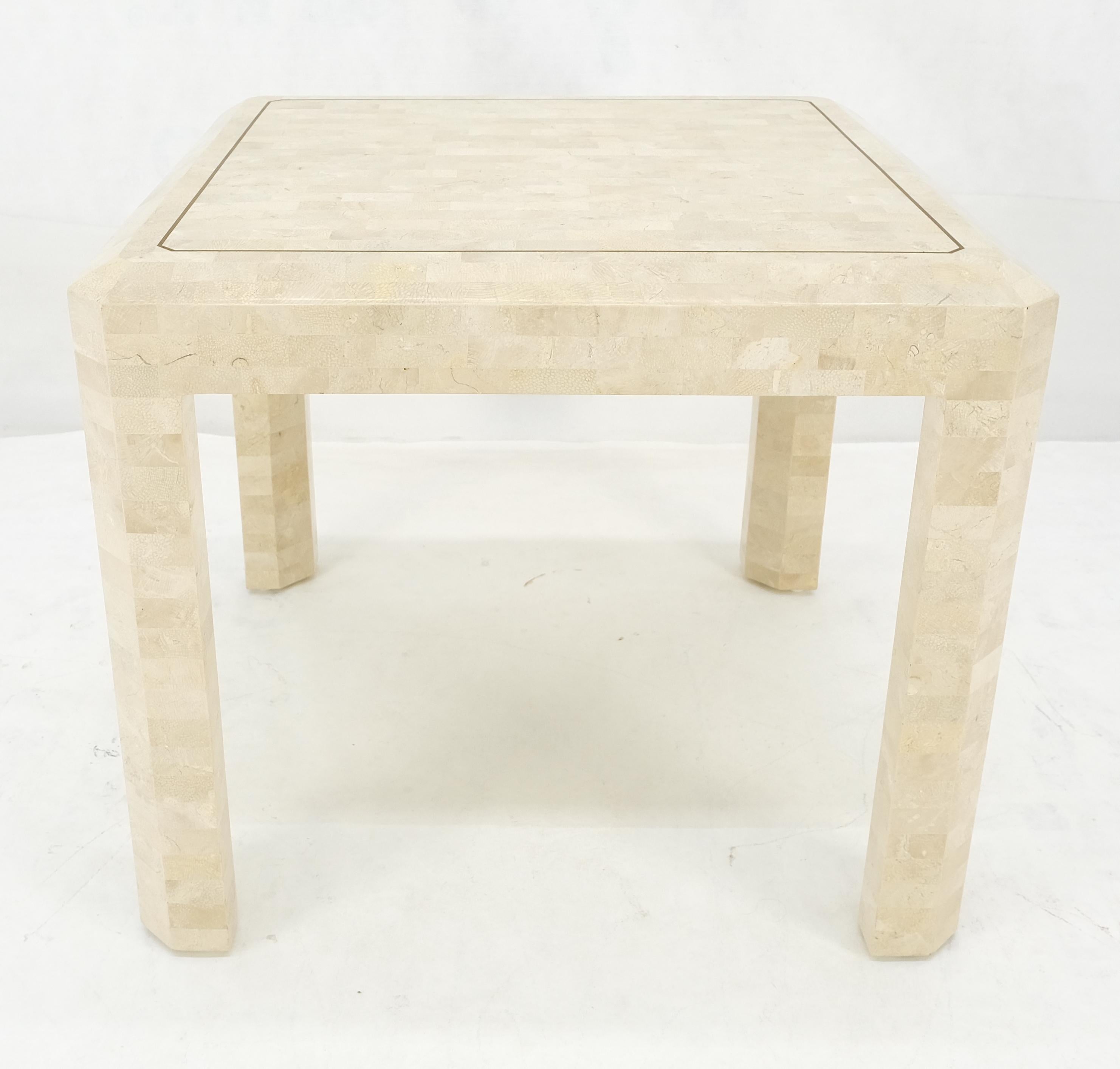 Inconnu Tessellated Stone Marble Tile 26x26 Square Side Occasional Lamp Table MINT en vente