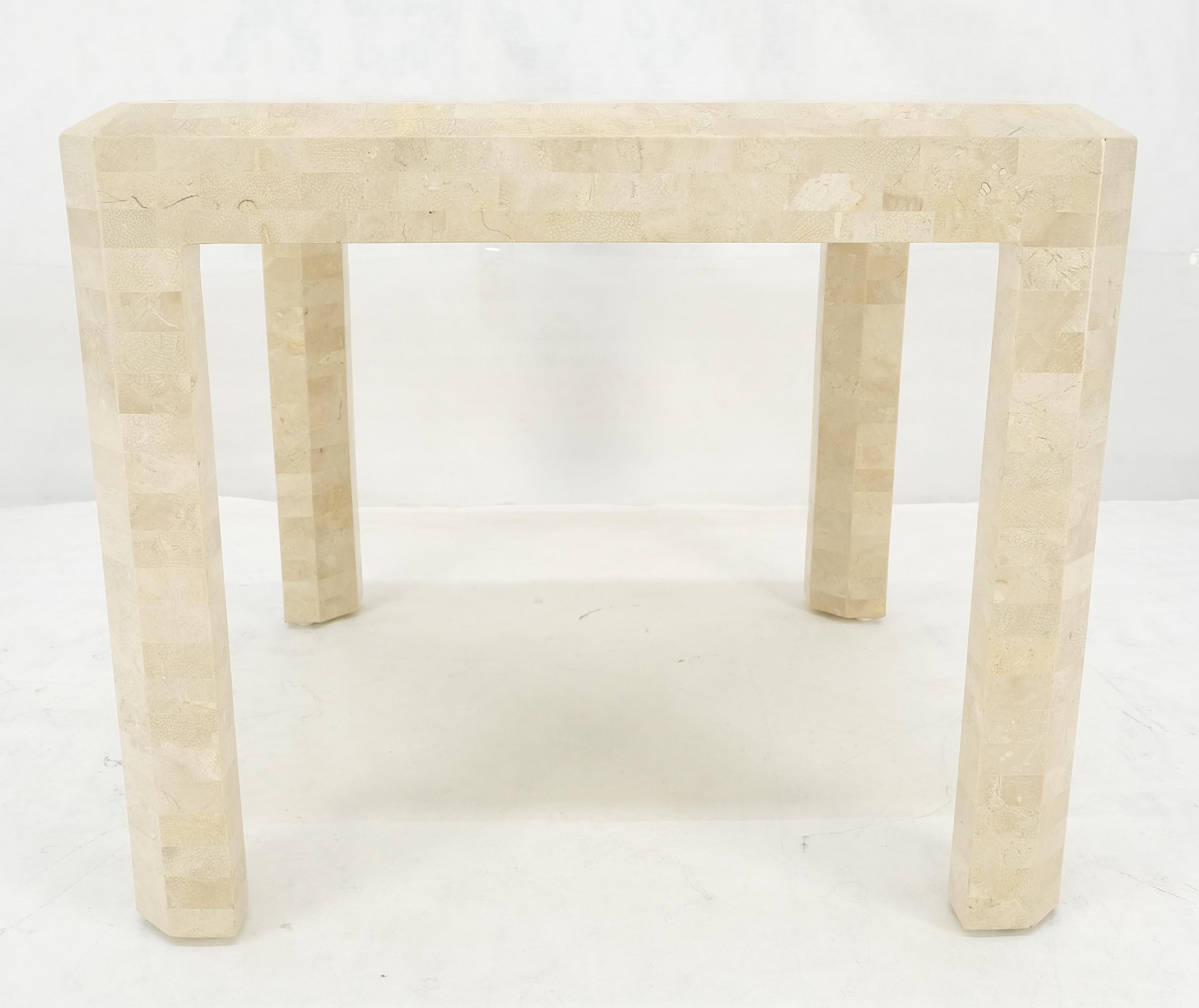 Tessellated Stone Marble Tile 26x26 Square Side Occasional Lamp Table MINT Excellent état - En vente à Rockaway, NJ