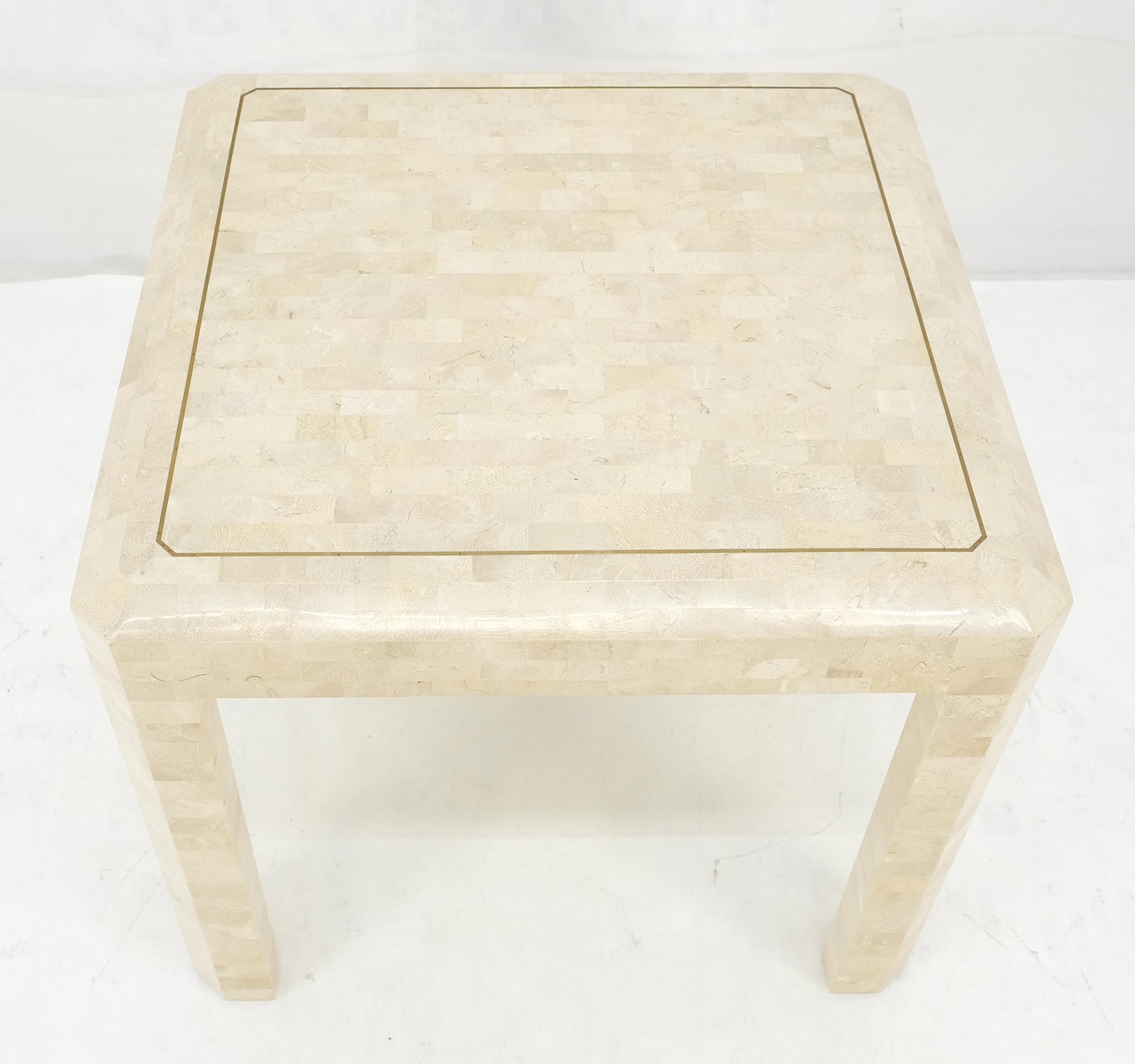20ième siècle Tessellated Stone Marble Tile 26x26 Square Side Occasional Lamp Table MINT en vente