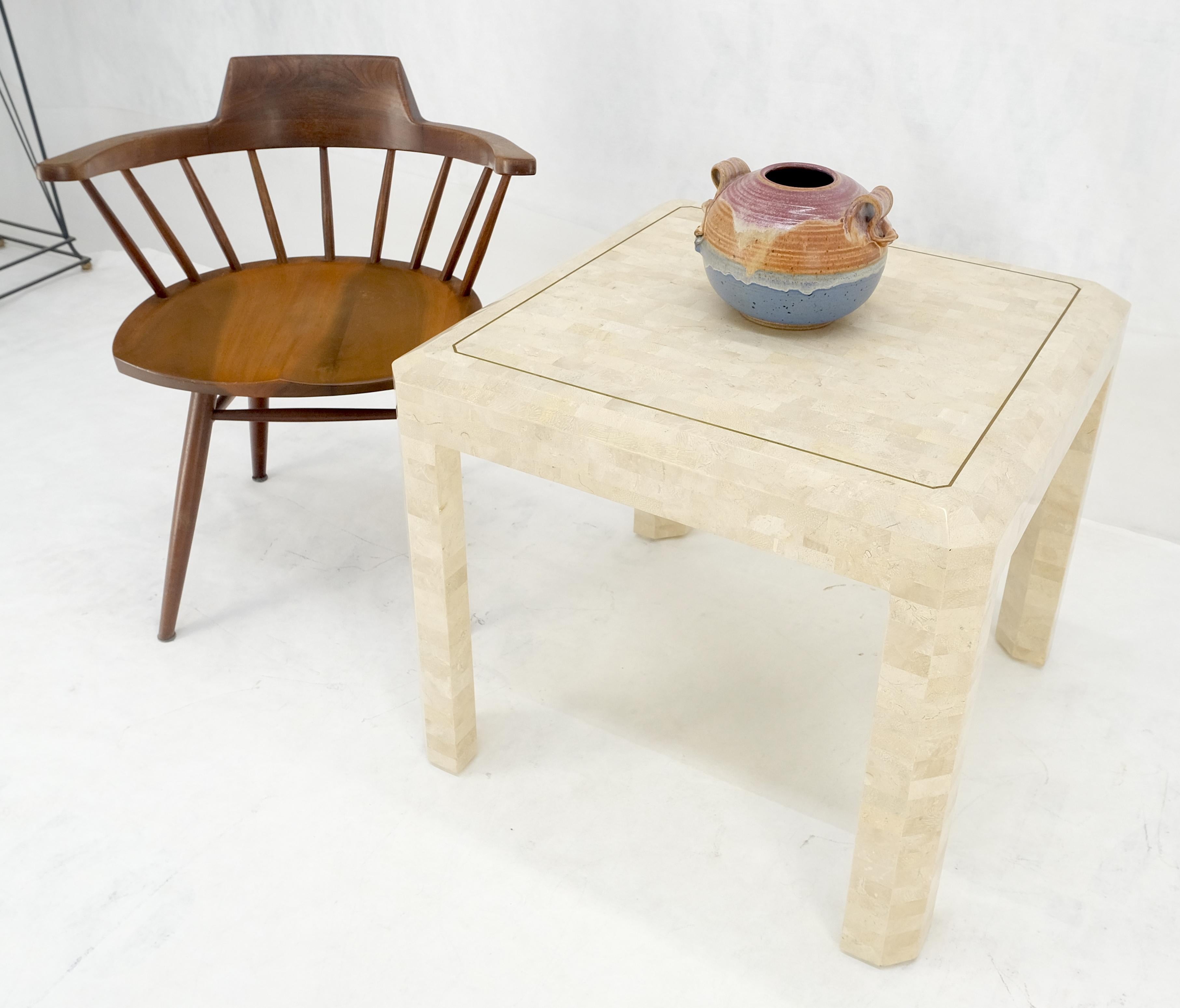 Tessellated Stone Marble Tile 26x26 Square Side Occasional Lamp Table MINT en vente 2