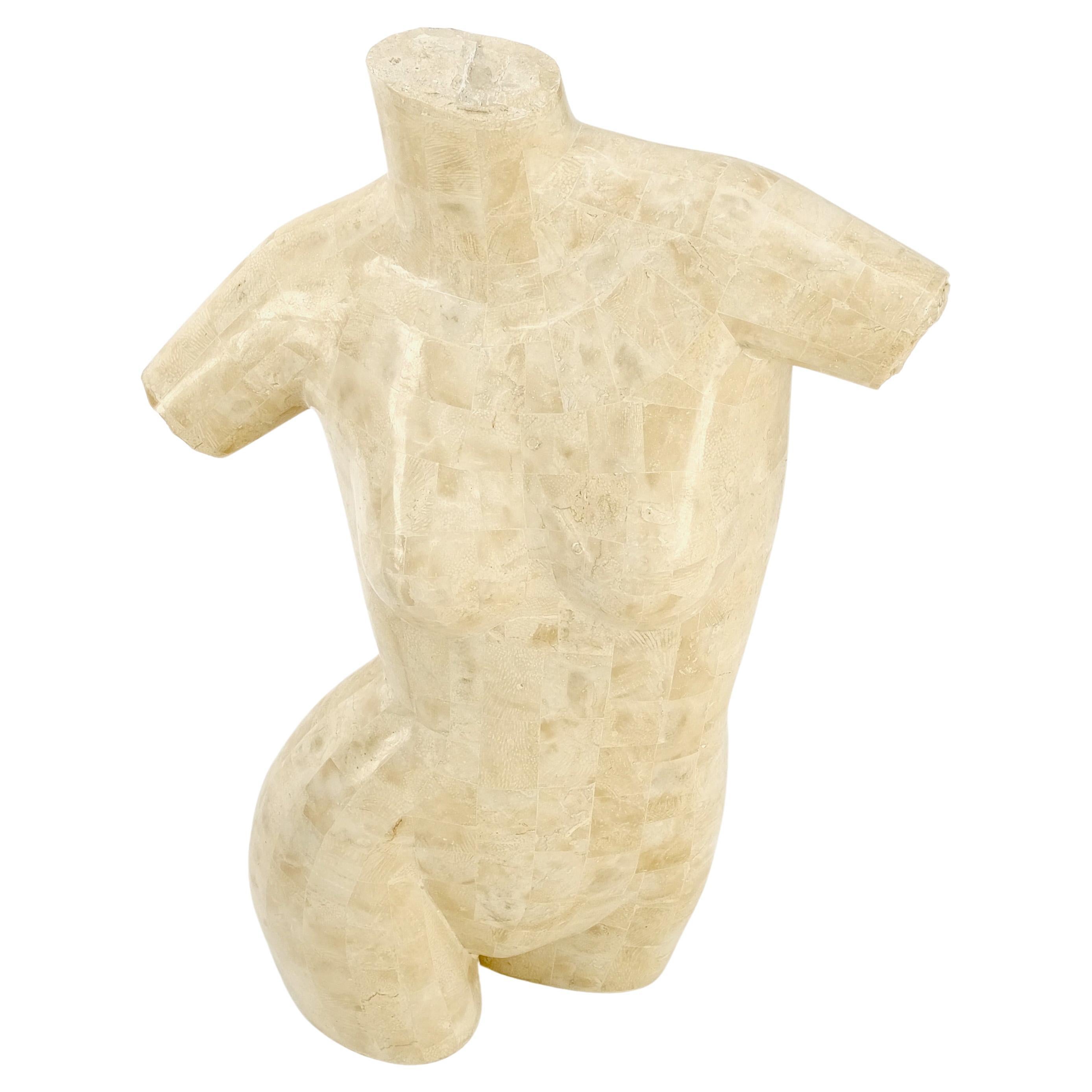 Mosaik-Travertin-Skulptur eines weiblichen Torso Mints aus Stein! im Angebot 3