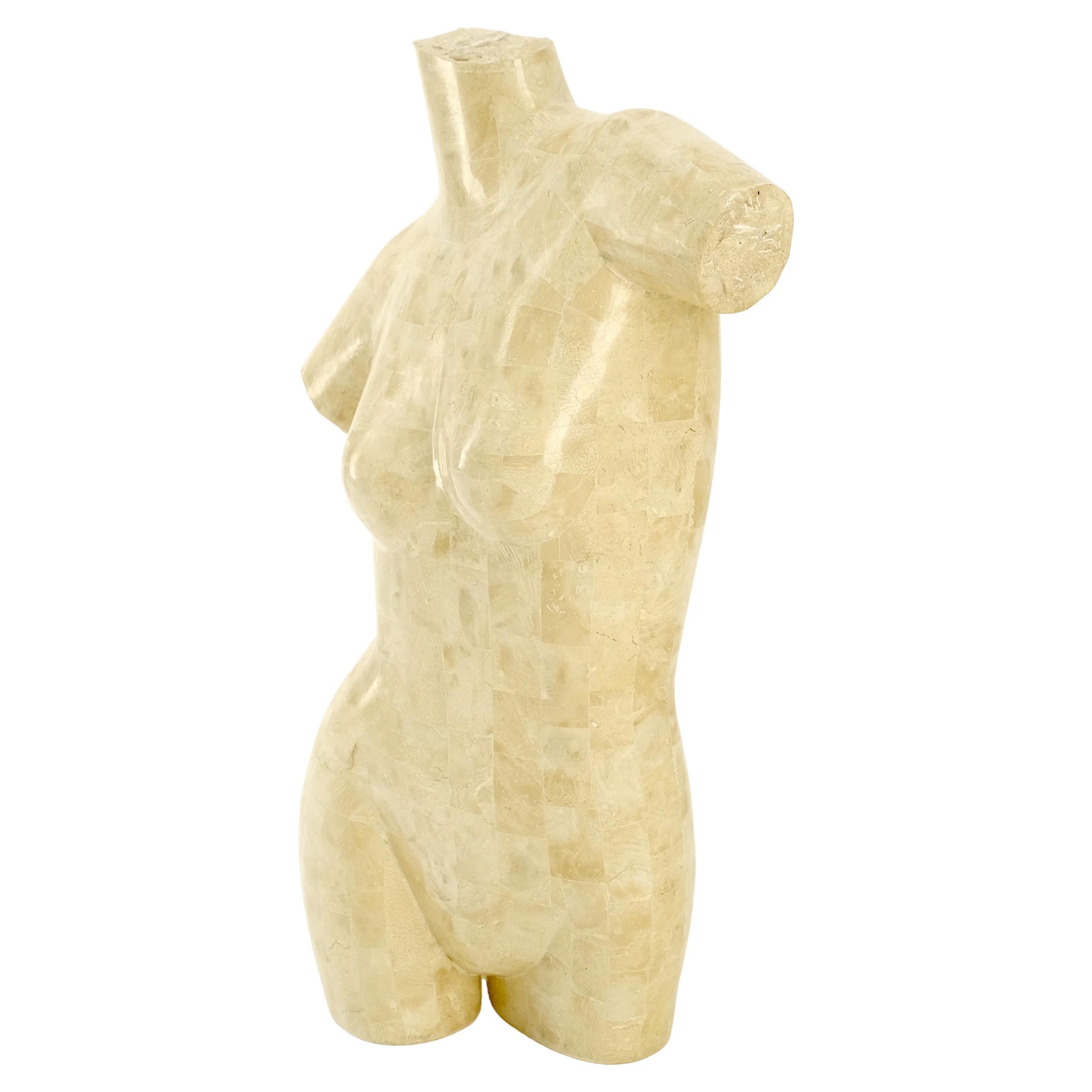 Tessellated Stone Marble Travertine Sculpture of Nude Female Torso Mint! For Sale 1