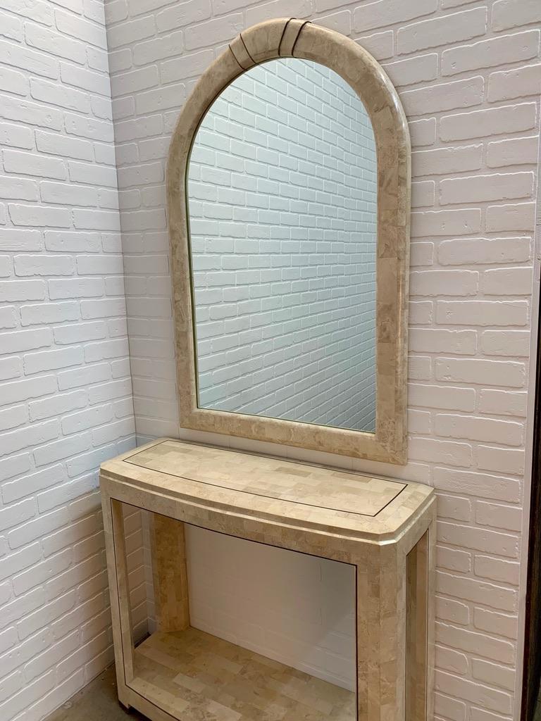 Modern Tessellated Stone Mirror and Console