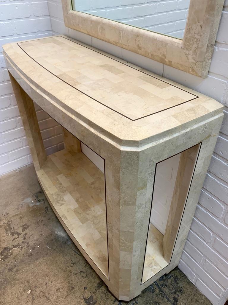 20th Century Tessellated Stone Mirror and Console