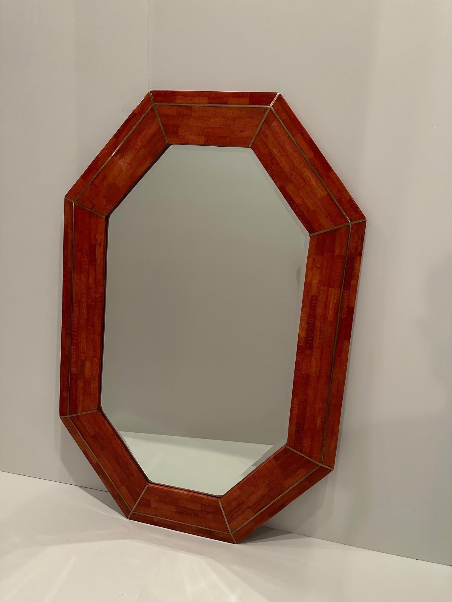 Tessellated Stone Mirror with Brass Inlay 1