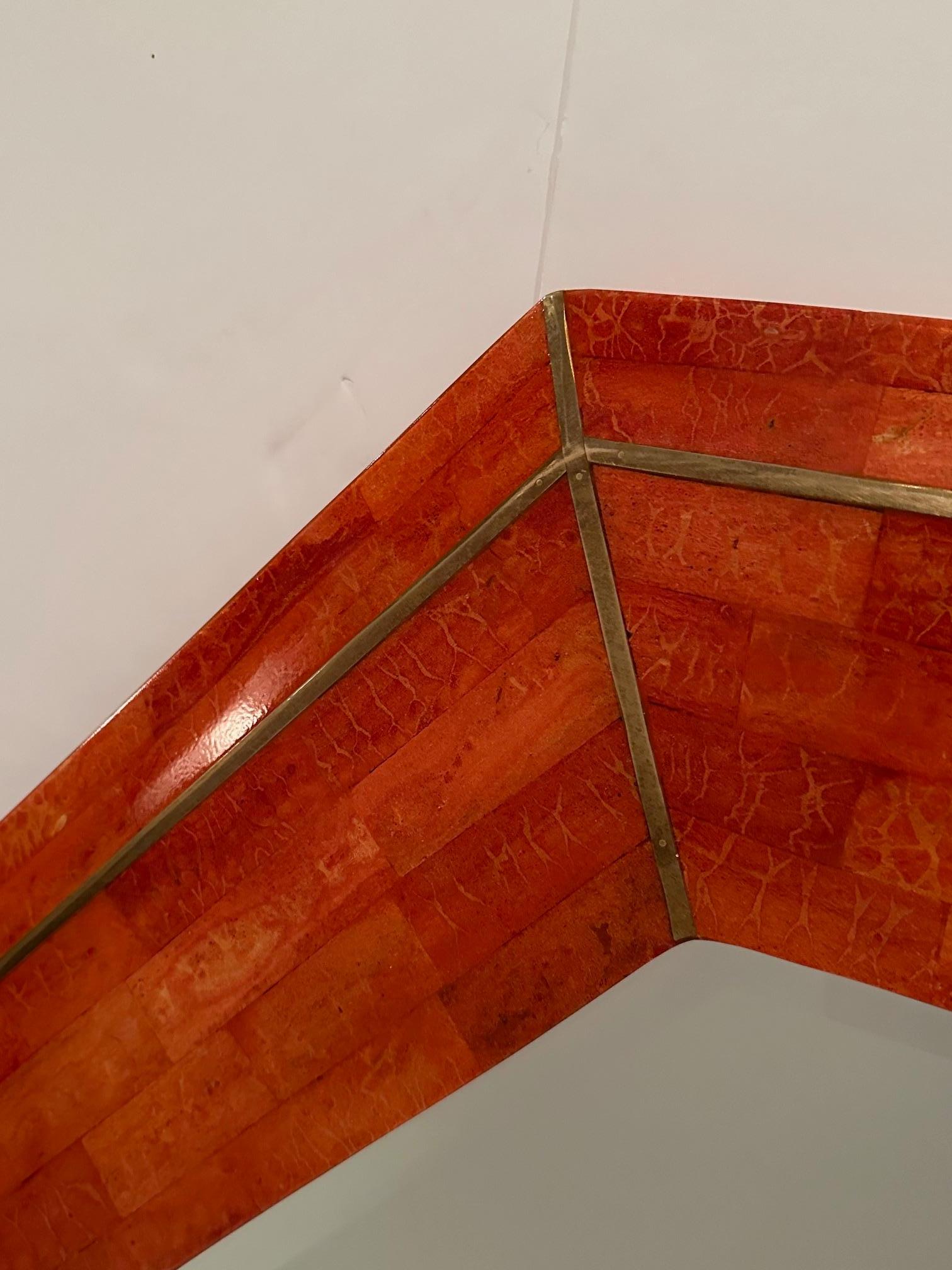 Tessellated Stone Mirror with Brass Inlay 2